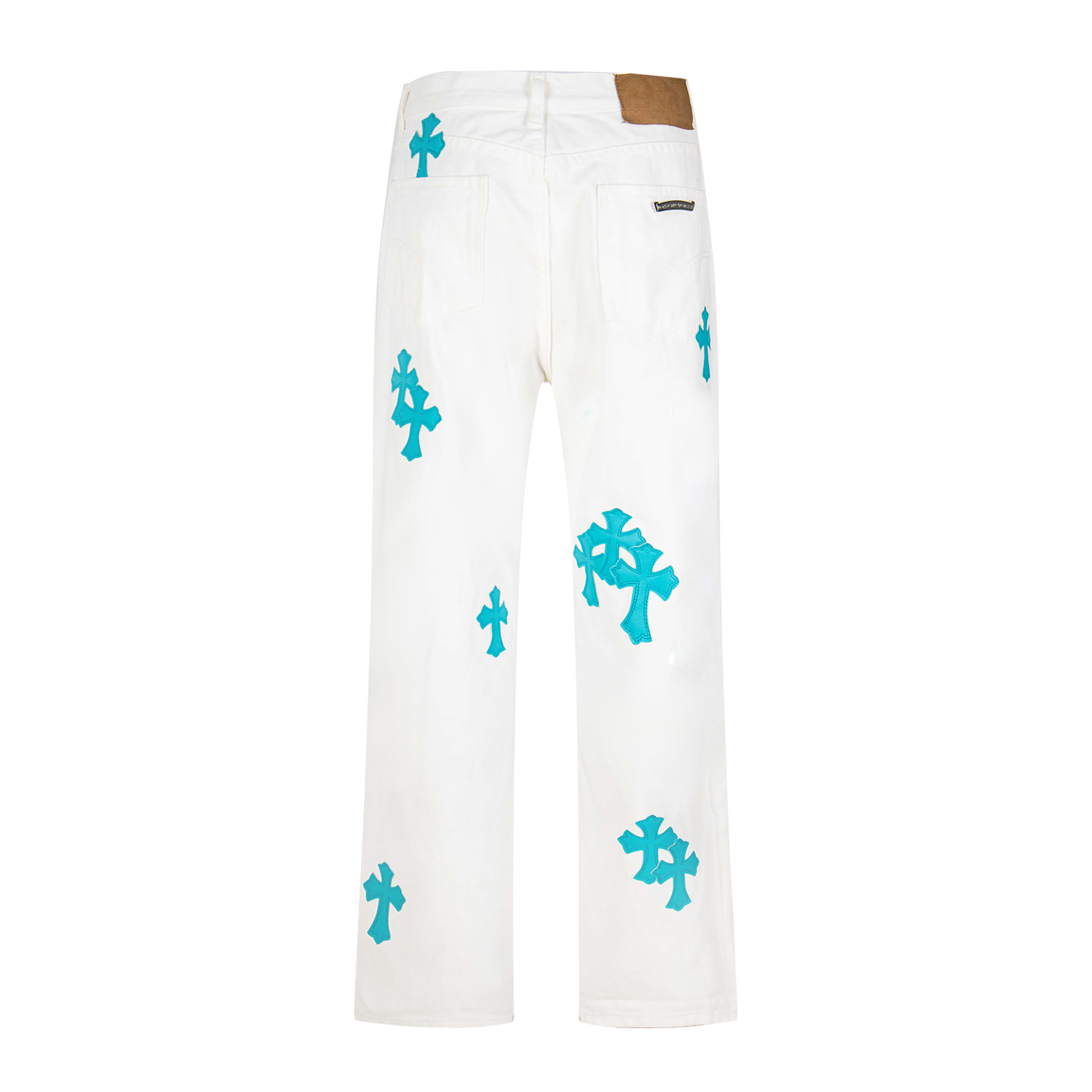 高版本Chrome Hearts克罗心 迈阿密限定冰蓝皮标十字牛仔裤-Chinese UA Cheap High Quatity Brand Clothes Bags handbags Sneakers wholesale wholesaler seller from China Factory suppliers Fashion Clothing Shoes best Quality Beautiful Price 高版本Chrome Hearts克罗心 迈阿密限定冰蓝皮标十字牛仔裤