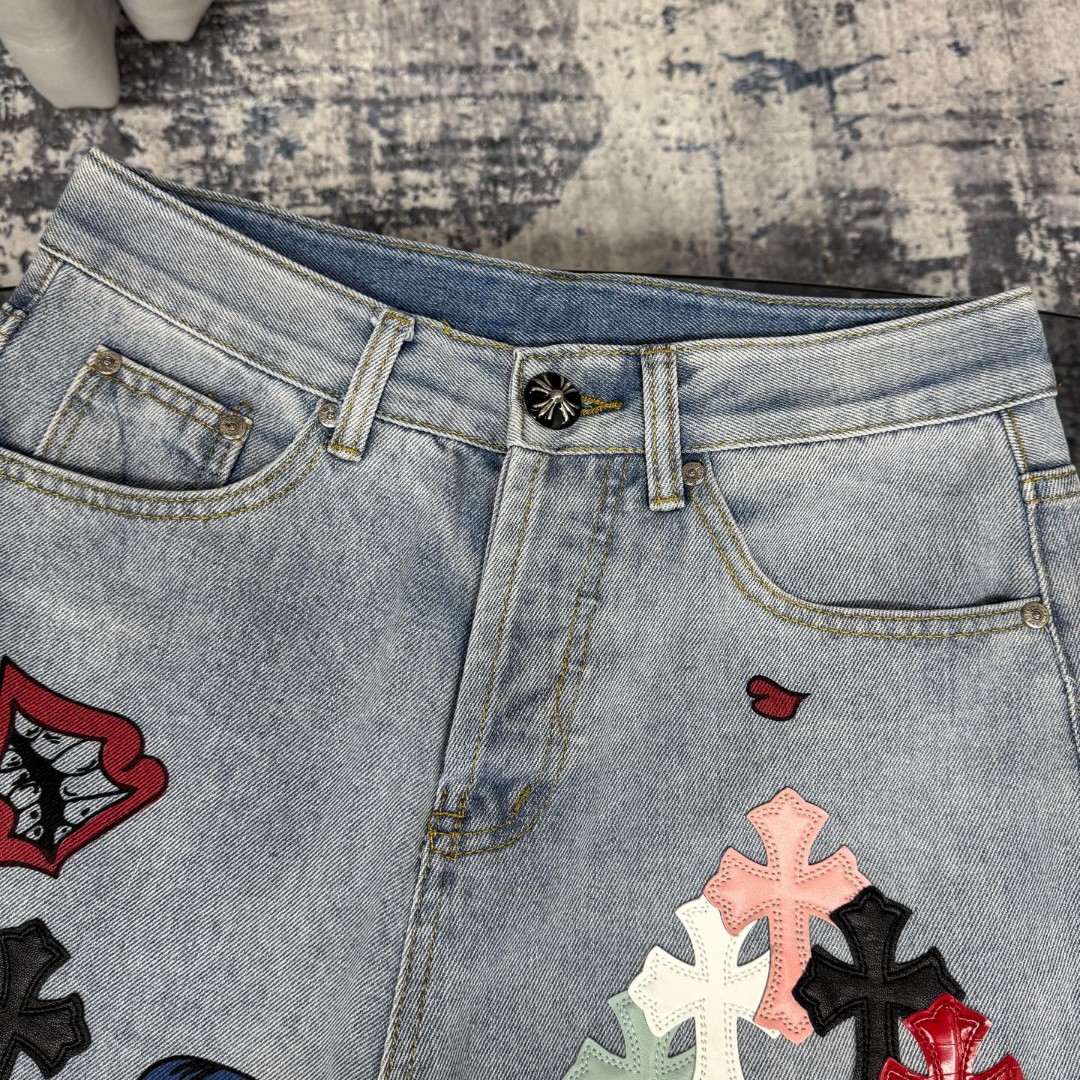 高版本Chrome hearts克罗心 搞怪涂鸦水洗做旧牛仔裤