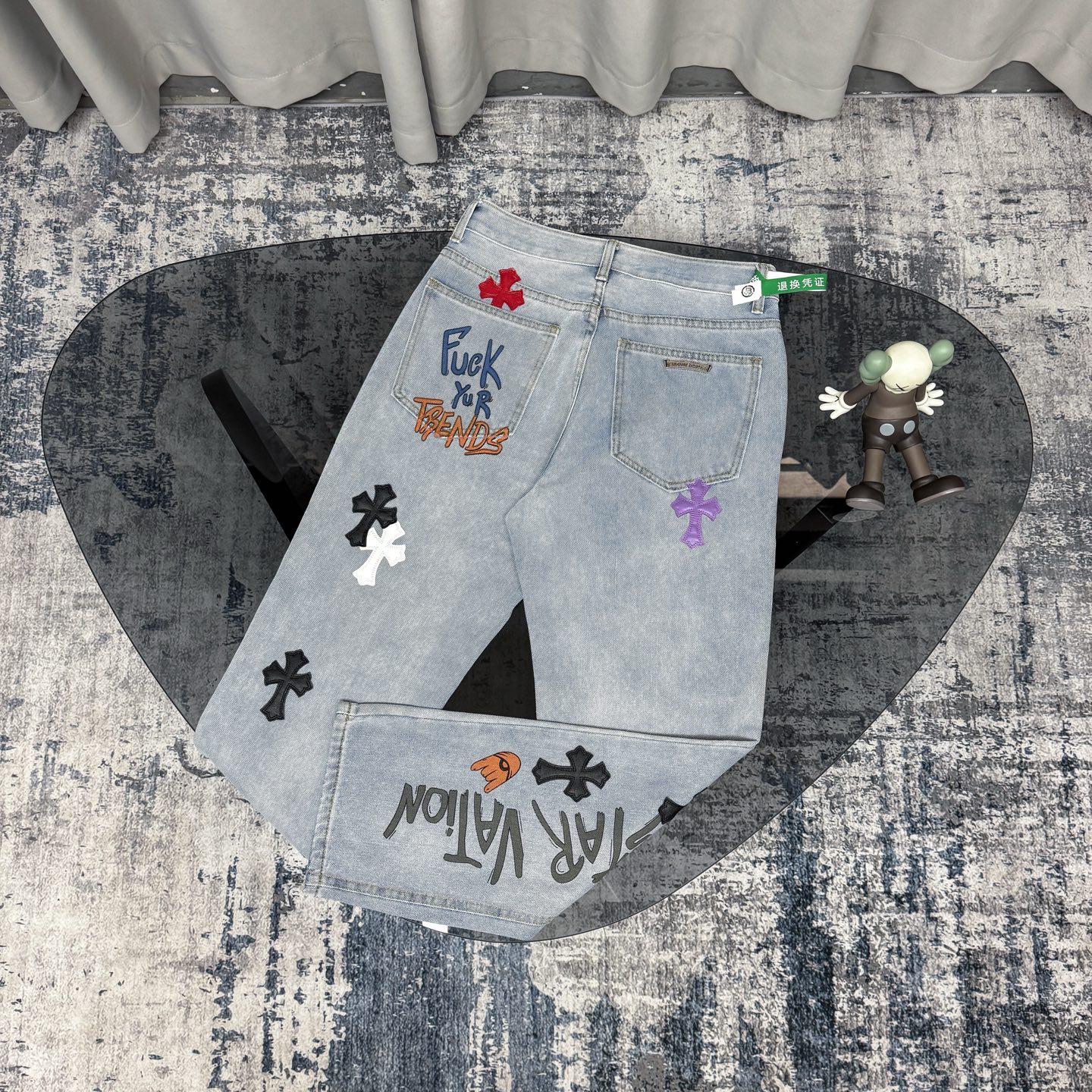高版本Chrome hearts克罗心 搞怪涂鸦水洗做旧牛仔裤