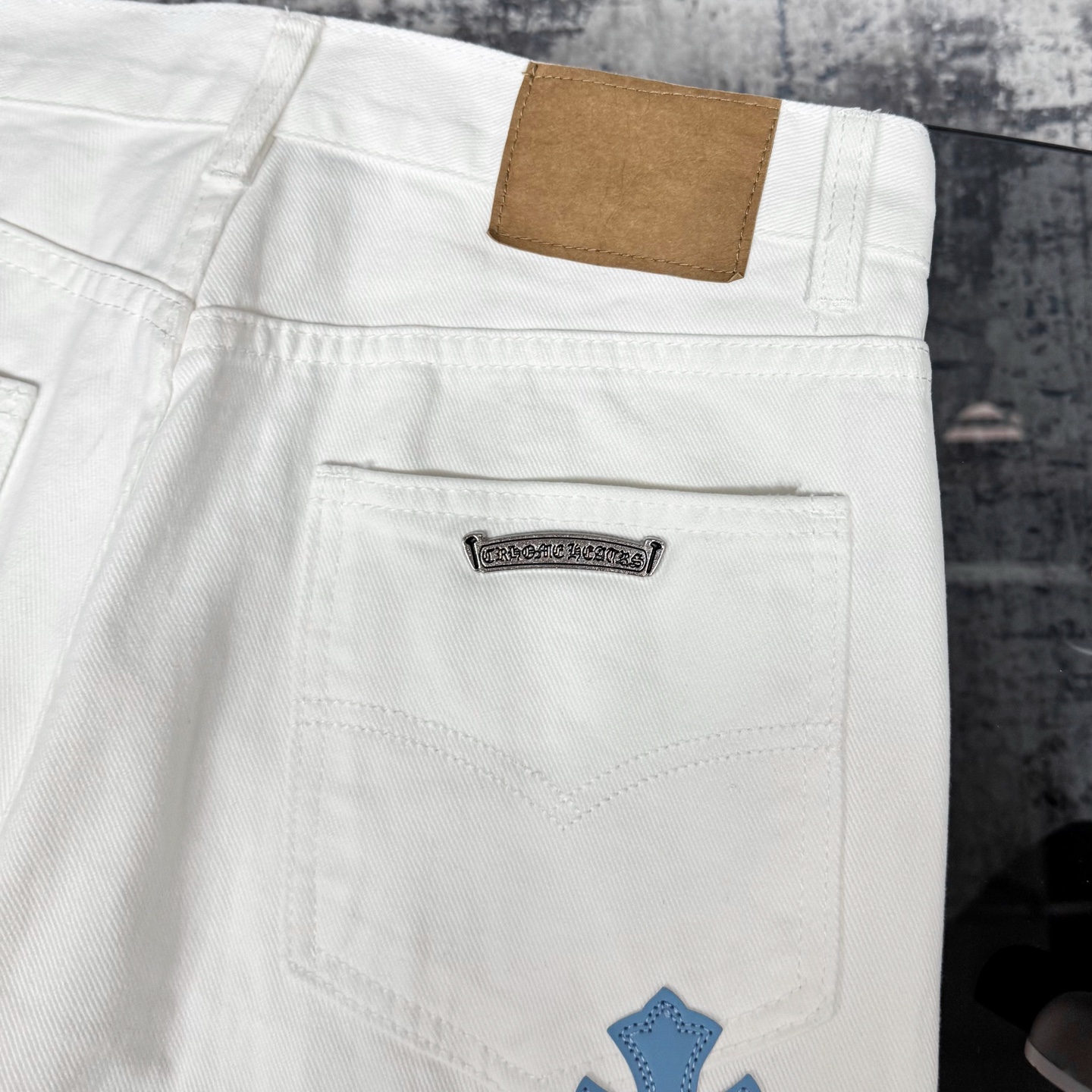 高版本Chrome Hearts克罗心 迈阿密限定蓝皮标十字牛仔裤