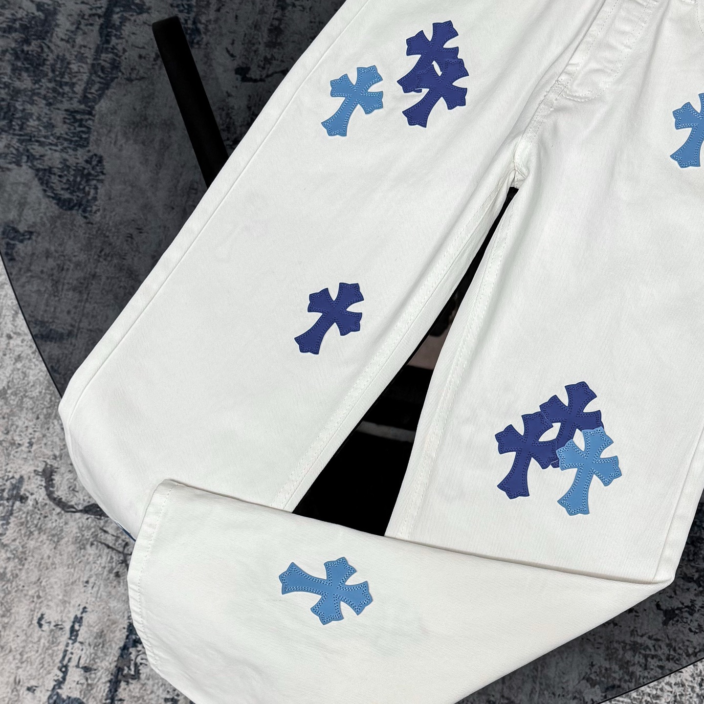 高版本Chrome Hearts克罗心 迈阿密限定蓝皮标十字牛仔裤