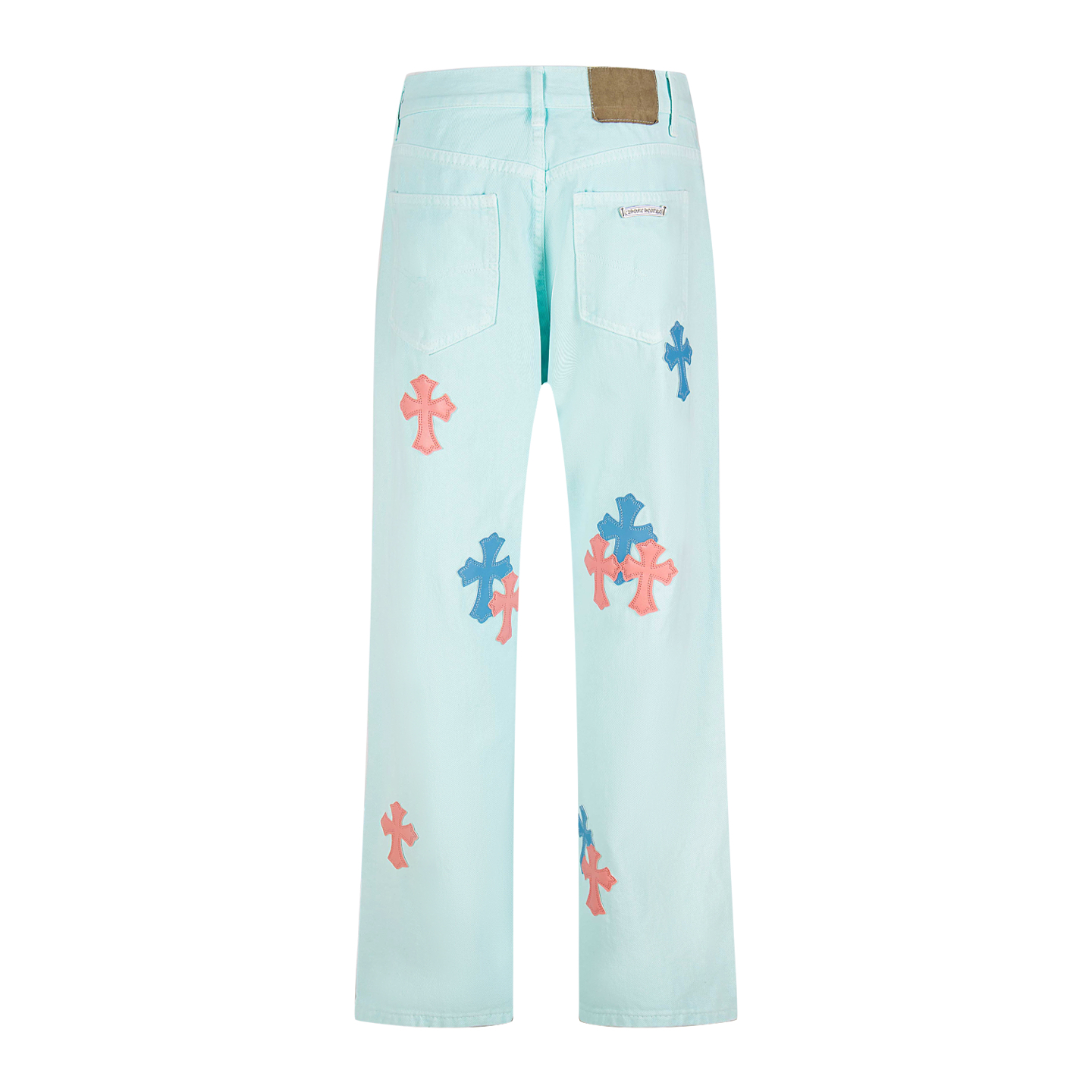 高版本Chrome Hearts克罗心 薄荷绿皮标十字牛仔裤