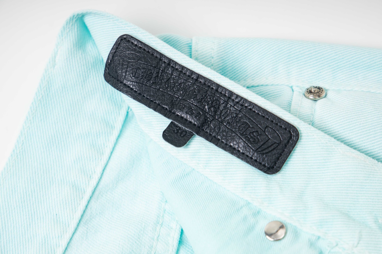 高版本Chrome Hearts克罗心 薄荷绿皮标十字牛仔裤