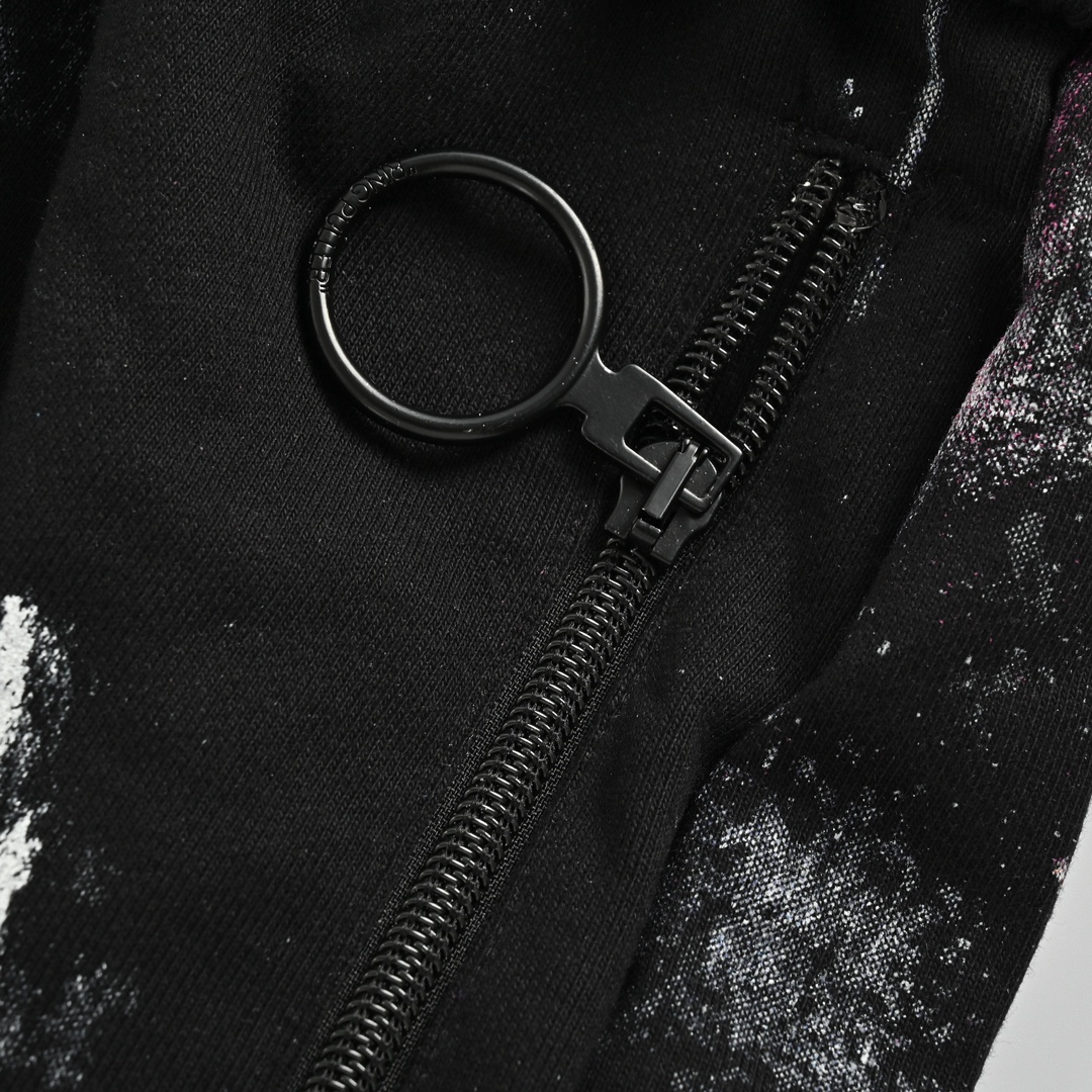 高版本OFF WHITE 17SS星空烟花泼墨斜条短裤