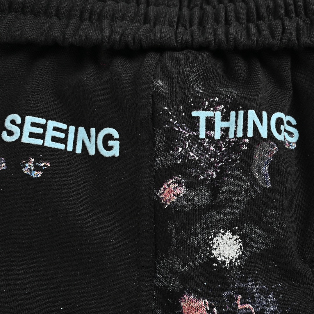 高版本OFF WHITE 17SS星空烟花泼墨斜条短裤