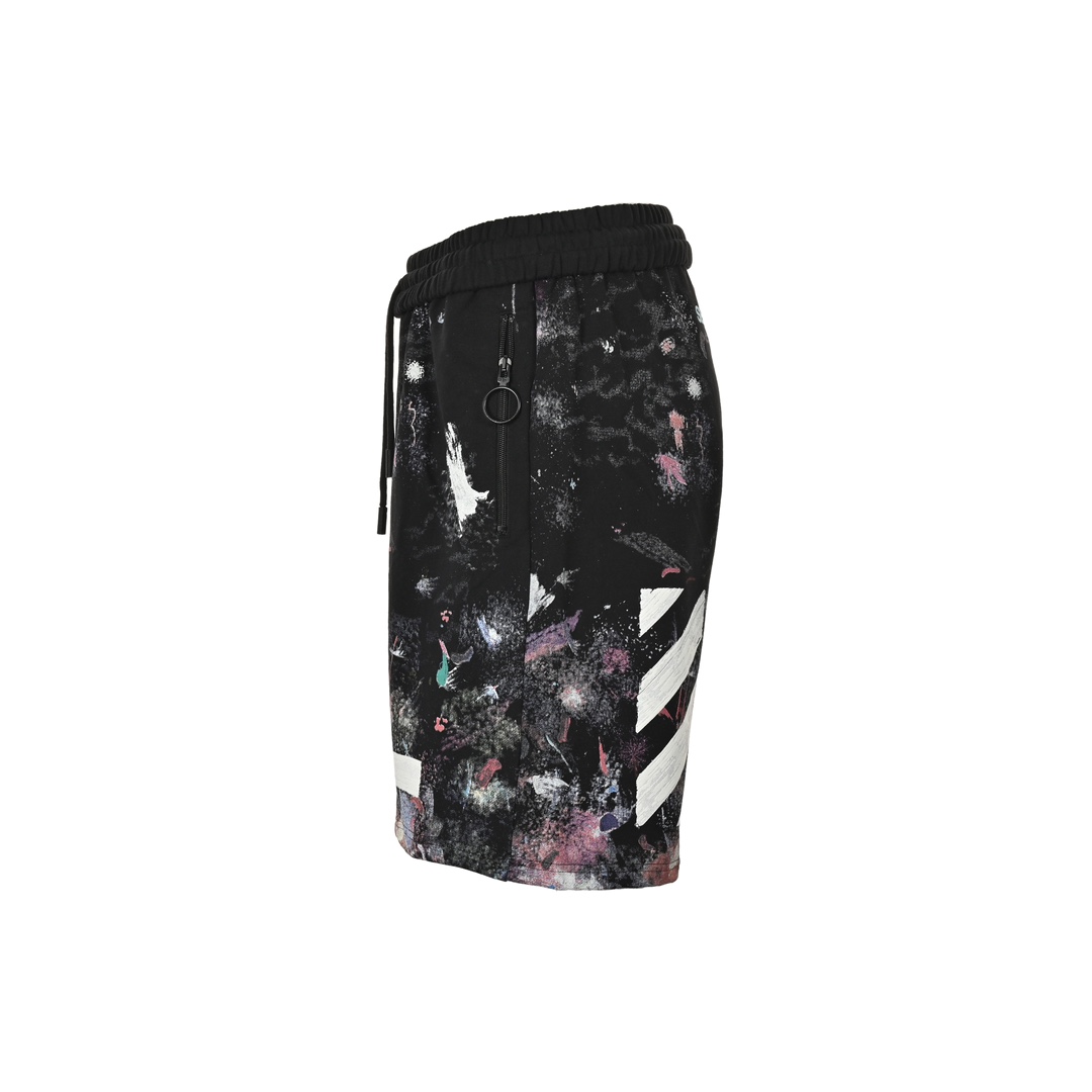 高版本OFF WHITE 17SS星空烟花泼墨斜条短裤