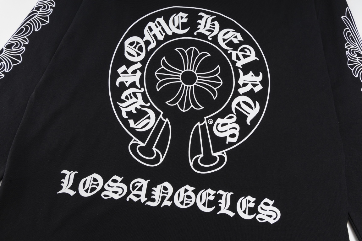 高版本Chrome Hearts克罗心 花臂梵文马蹄印花长袖T恤