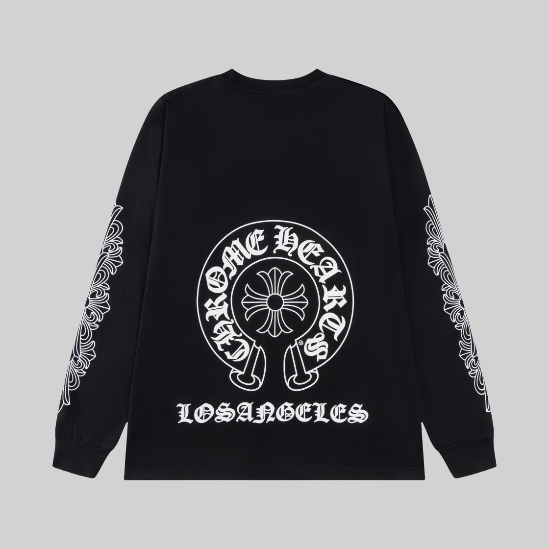 高版本Chrome Hearts克罗心 花臂梵文马蹄印花长袖T恤