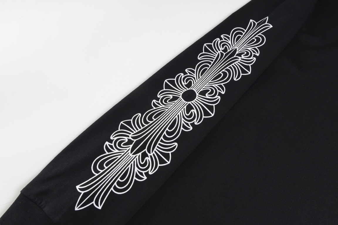 高版本Chrome Hearts克罗心 花臂梵文马蹄印花长袖T恤