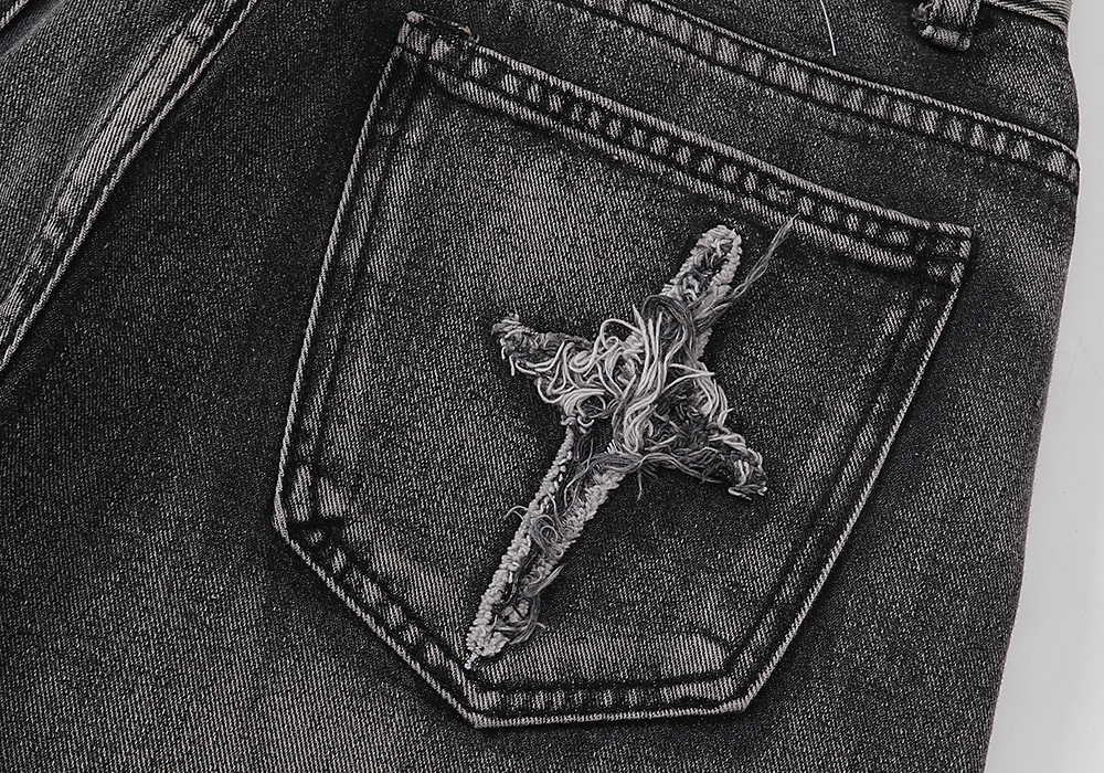 高版本Chrome Hearts 克罗心 磨毛十字水洗牛仔裤-Chinese UA Cheap High Quatity Brand Clothes Bags handbags Sneakers wholesale wholesaler seller from China Factory suppliers Fashion Clothing Shoes best Quality Beautiful Price 高版本Chrome Hearts 克罗心 磨毛十字水洗牛仔裤