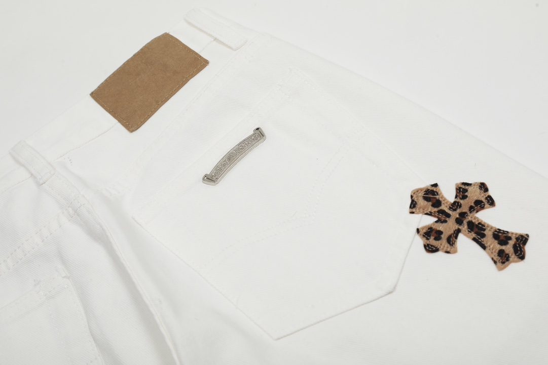 高版本Chrome Hearts克罗心 Mattyboy涂鸦彩绘豹纹十字牛仔裤