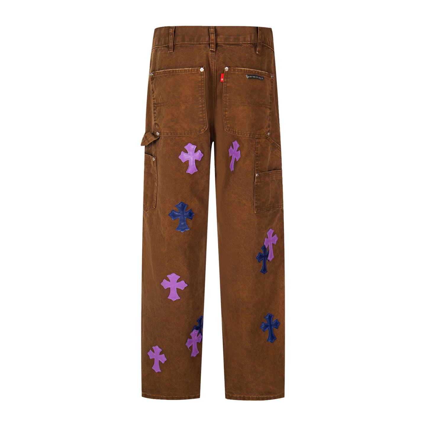 高版本Chrome hearts克罗心 蓝紫拼皮做旧伐木裤牛仔裤
