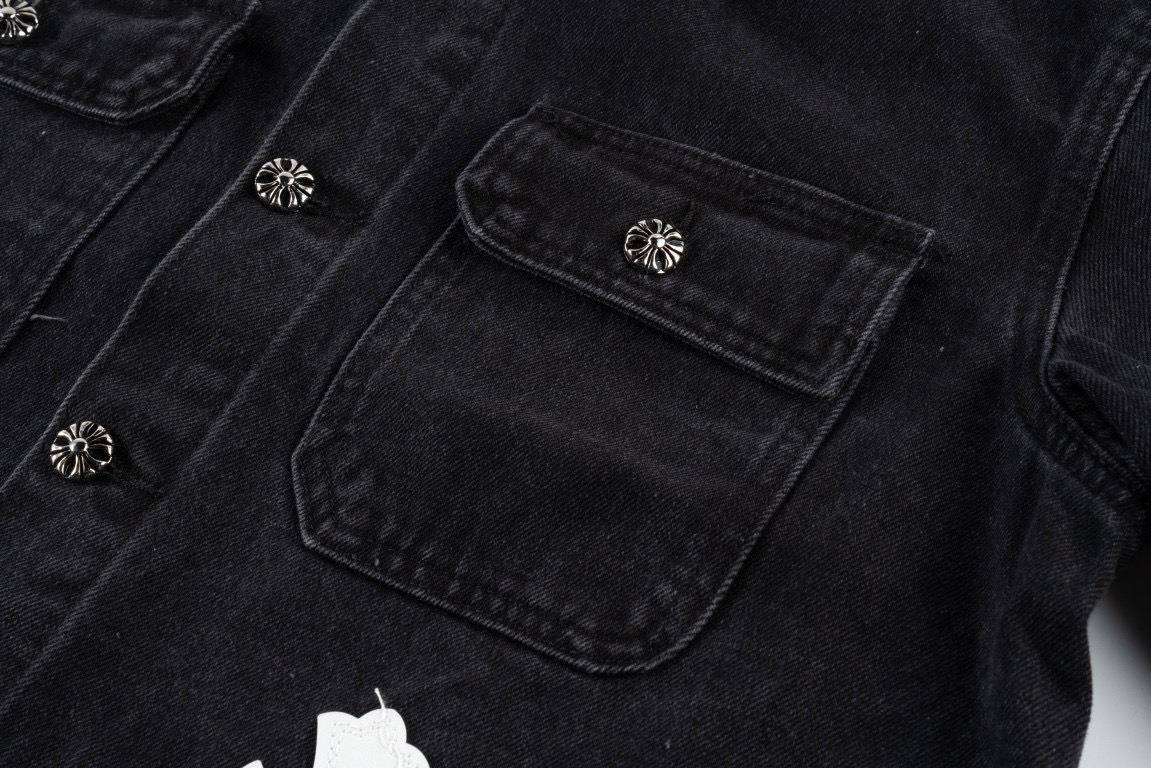 高版本Chrome Hearts克罗心 串标贴皮十字水洗牛仔外套-Chinese UA Cheap High Quatity Brand Clothes Bags handbags Sneakers wholesale wholesaler seller from China Factory suppliers Fashion Clothing Shoes best Quality Beautiful Price 高版本Chrome Hearts克罗心 串标贴皮十字水洗牛仔外套