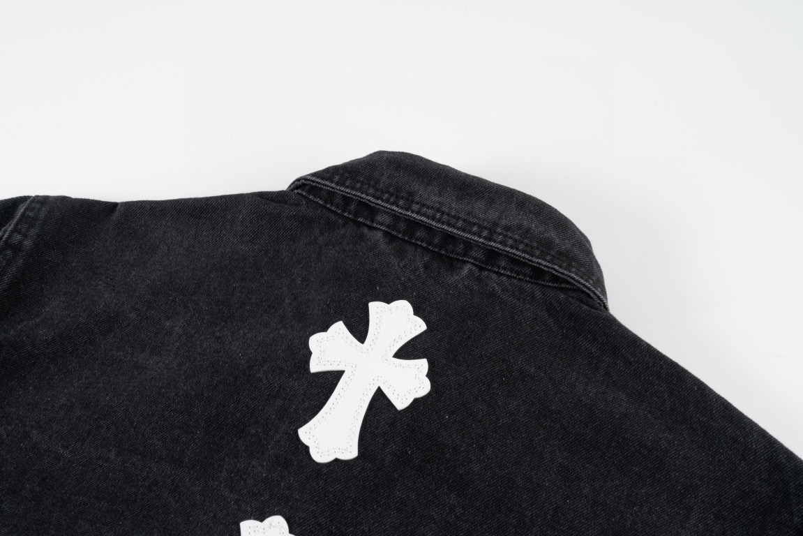 高版本Chrome Hearts克罗心 串标贴皮十字水洗牛仔外套-Chinese UA Cheap High Quatity Brand Clothes Bags handbags Sneakers wholesale wholesaler seller from China Factory suppliers Fashion Clothing Shoes best Quality Beautiful Price 高版本Chrome Hearts克罗心 串标贴皮十字水洗牛仔外套