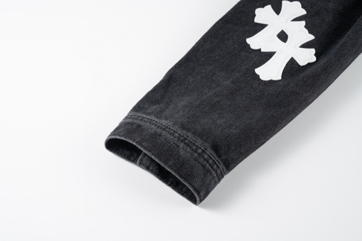 高版本Chrome Hearts克罗心 串标贴皮十字水洗牛仔外套-Chinese UA Cheap High Quatity Brand Clothes Bags handbags Sneakers wholesale wholesaler seller from China Factory suppliers Fashion Clothing Shoes best Quality Beautiful Price 高版本Chrome Hearts克罗心 串标贴皮十字水洗牛仔外套