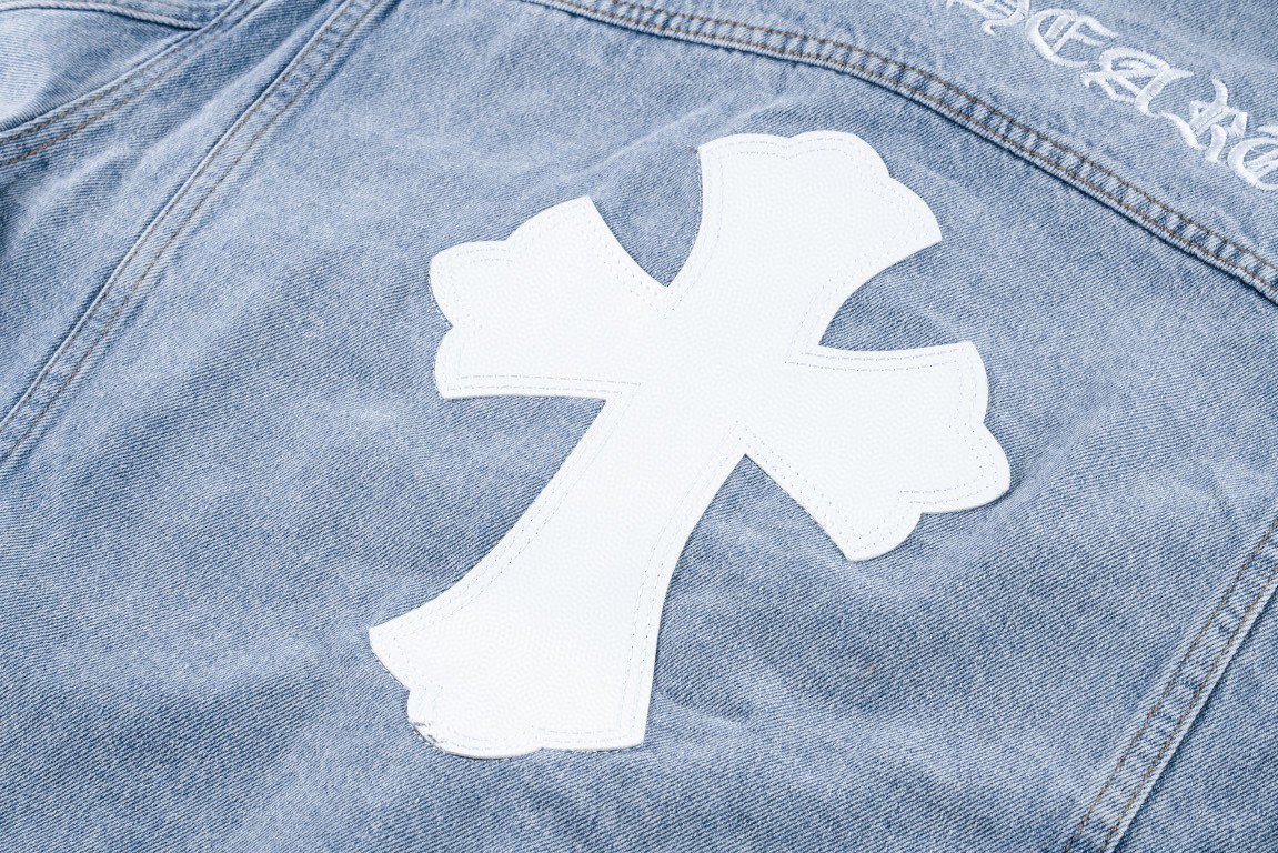 高版本Chrome Hearts克罗心 十字梵文刺绣水洗牛仔外套-Chinese UA Cheap High Quatity Brand Clothes Bags handbags Sneakers wholesale wholesaler seller from China Factory suppliers Fashion Clothing Shoes best Quality Beautiful Price 高版本Chrome Hearts克罗心 十字梵文刺绣水洗牛仔外套