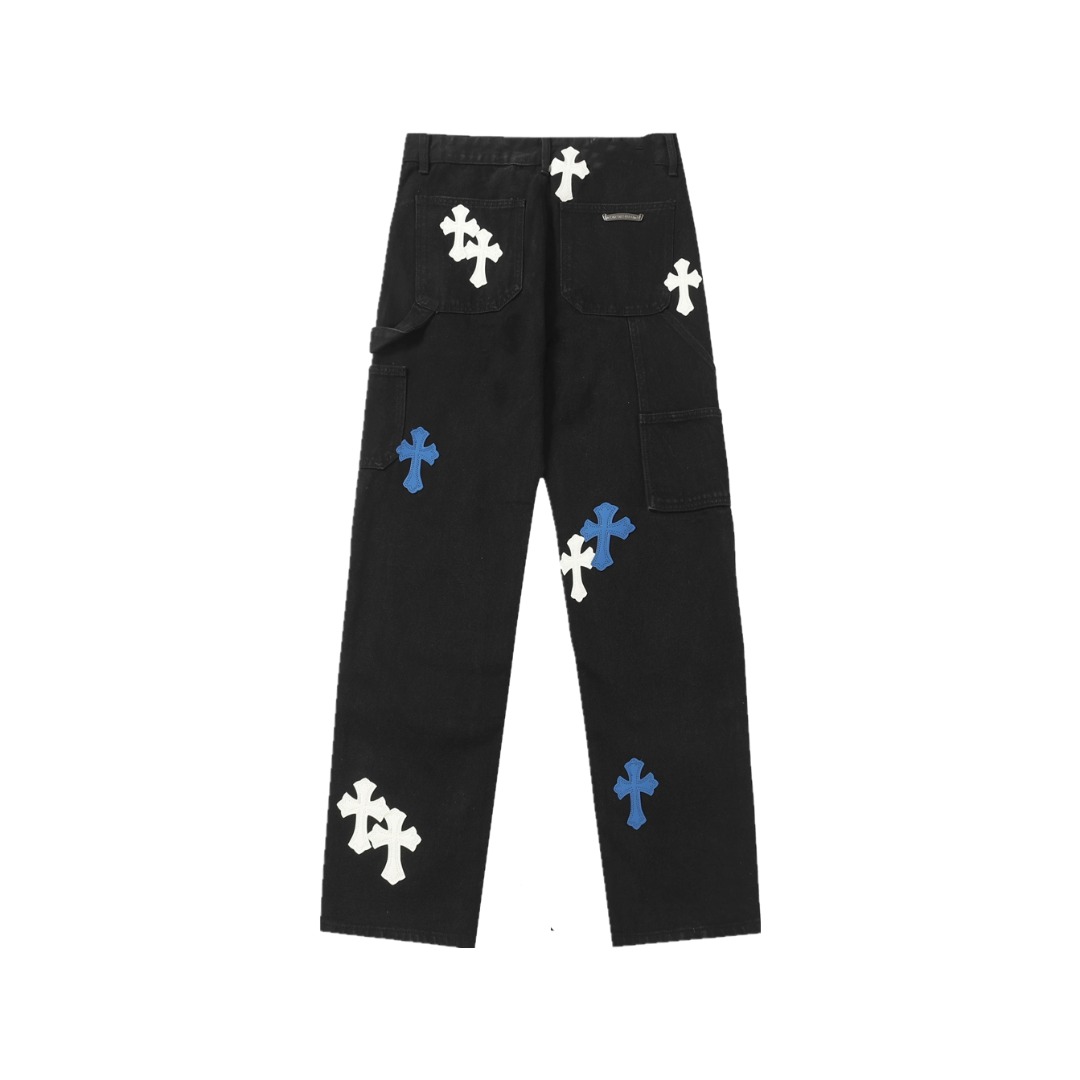 高版本Chrome hearts克罗心 皮标十字伐木裤牛仔裤-Chinese UA Cheap High Quatity Brand Clothes Bags handbags Sneakers wholesale wholesaler seller from China Factory suppliers Fashion Clothing Shoes best Quality Beautiful Price 高版本Chrome hearts克罗心 皮标十字伐木裤牛仔裤