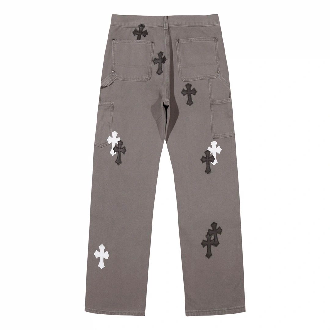 高版本Chrome hearts克罗心 皮标十字伐木裤牛仔裤-Chinese UA Cheap High Quatity Brand Clothes Bags handbags Sneakers wholesale wholesaler seller from China Factory suppliers Fashion Clothing Shoes best Quality Beautiful Price 高版本Chrome hearts克罗心 皮标十字伐木裤牛仔裤