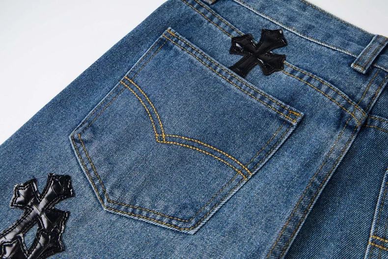 高版本Chrome hearts克罗心 涂鸦皮标十字水洗做旧牛仔裤-Chinese UA Cheap High Quatity Brand Clothes Bags handbags Sneakers wholesale wholesaler seller from China Factory suppliers Fashion Clothing Shoes best Quality Beautiful Price 高版本Chrome hearts克罗心 涂鸦皮标十字水洗做旧牛仔裤