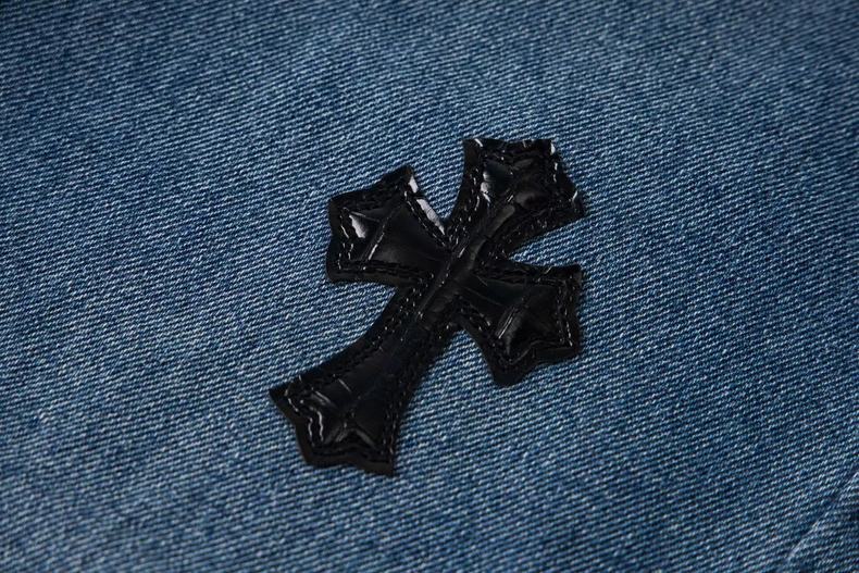 高版本Chrome hearts克罗心 涂鸦皮标十字水洗做旧牛仔裤-Chinese UA Cheap High Quatity Brand Clothes Bags handbags Sneakers wholesale wholesaler seller from China Factory suppliers Fashion Clothing Shoes best Quality Beautiful Price 高版本Chrome hearts克罗心 涂鸦皮标十字水洗做旧牛仔裤