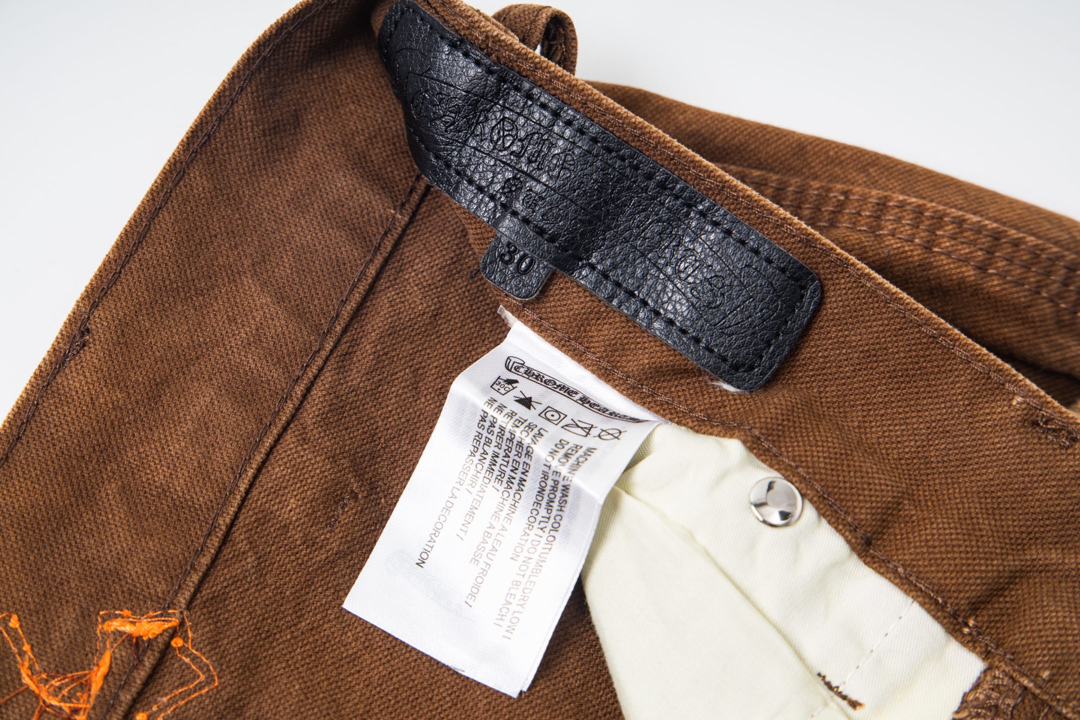 高版本Chrome hearts克罗心 橘黑拼皮做旧伐木裤牛仔裤-Chinese UA Cheap High Quatity Brand Clothes Bags handbags Sneakers wholesale wholesaler seller from China Factory suppliers Fashion Clothing Shoes best Quality Beautiful Price 高版本Chrome hearts克罗心 橘黑拼皮做旧伐木裤牛仔裤