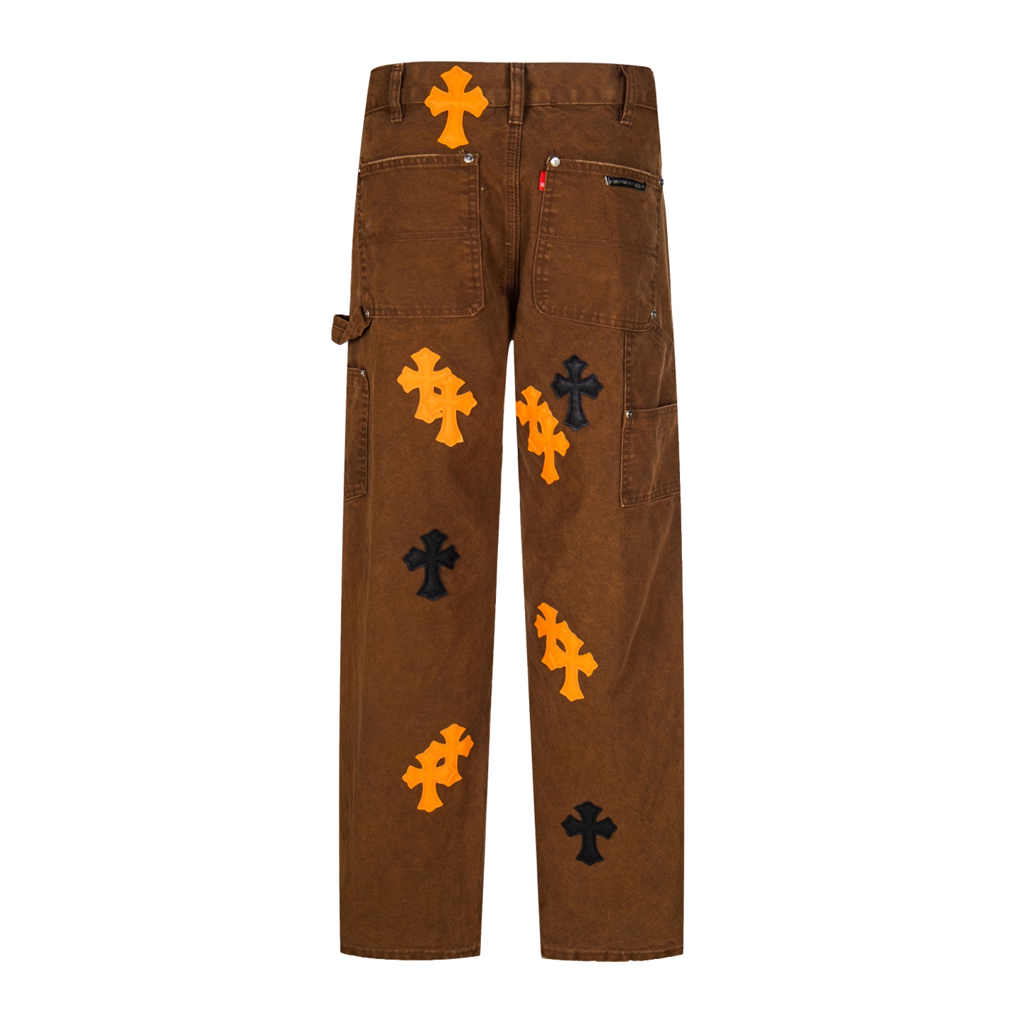 高版本Chrome hearts克罗心 橘黑拼皮做旧伐木裤牛仔裤-Chinese UA Cheap High Quatity Brand Clothes Bags handbags Sneakers wholesale wholesaler seller from China Factory suppliers Fashion Clothing Shoes best Quality Beautiful Price 高版本Chrome hearts克罗心 橘黑拼皮做旧伐木裤牛仔裤