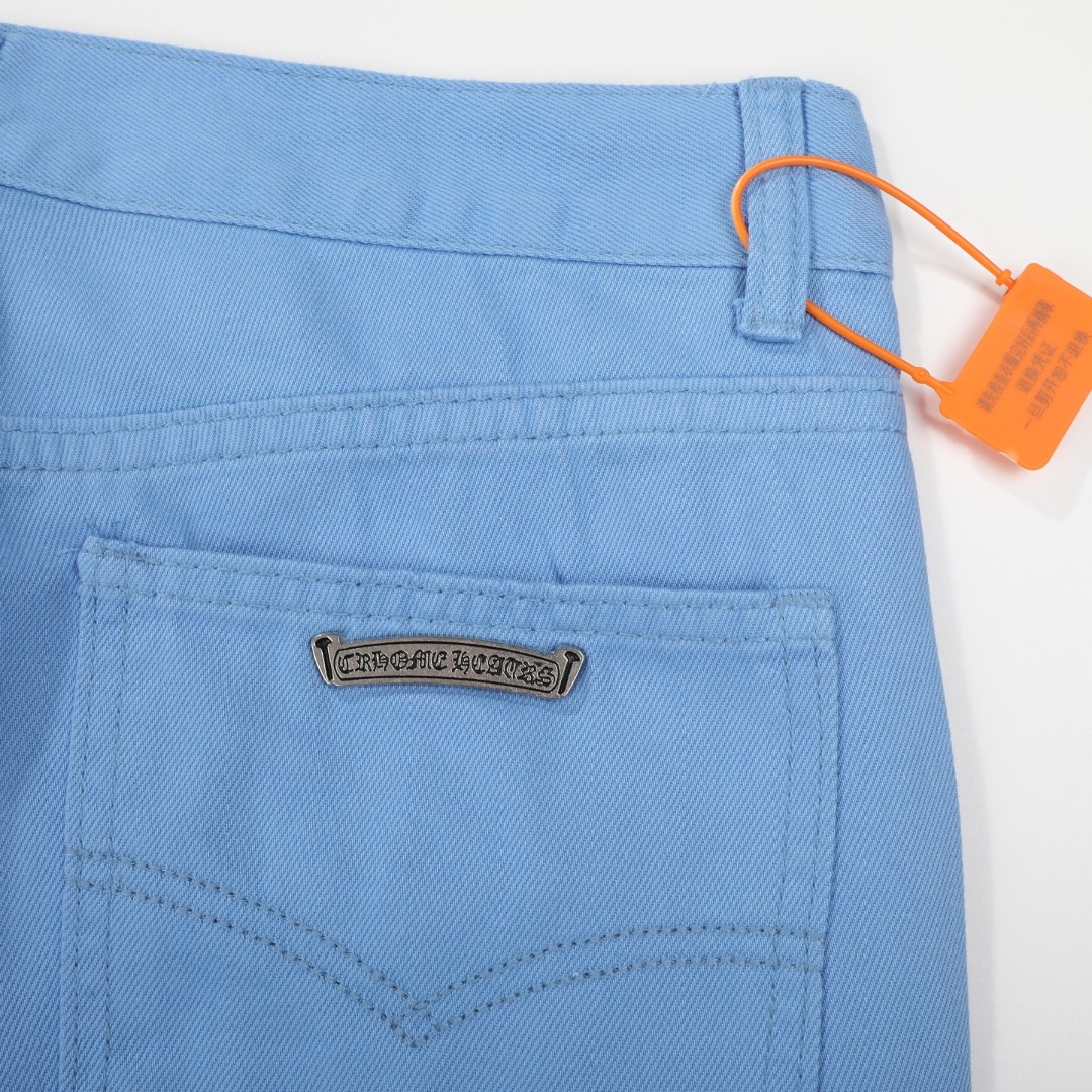 高版本Chrome Hearts克罗心 多巴胺配色冰蓝皮标十字牛仔裤-Chinese UA Cheap High Quatity Brand Clothes Bags handbags Sneakers wholesale wholesaler seller from China Factory suppliers Fashion Clothing Shoes best Quality Beautiful Price 高版本Chrome Hearts克罗心 多巴胺配色冰蓝皮标十字牛仔裤