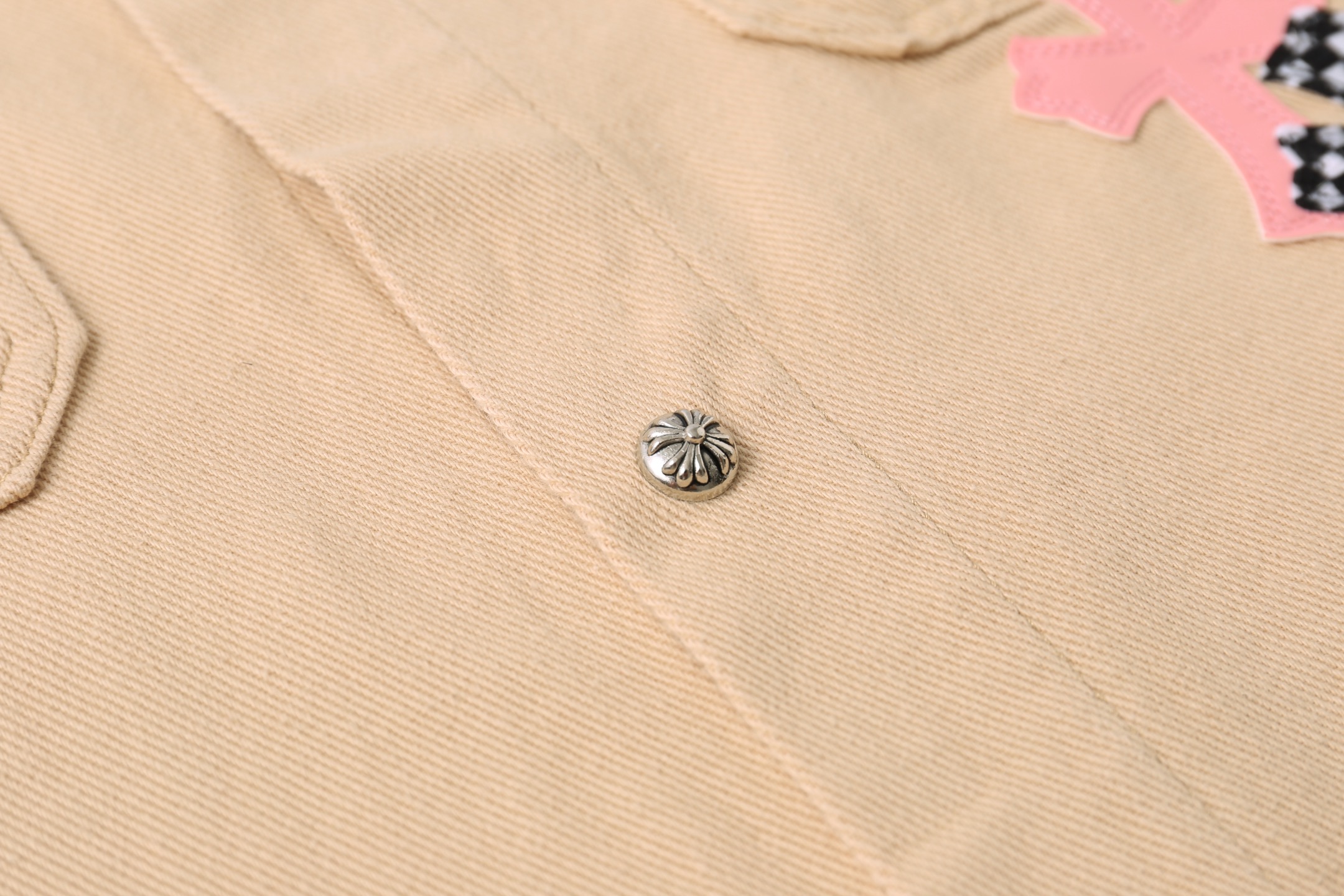 高版本Chrome Hearts克罗心 卡其色皮标十字牛仔外套
