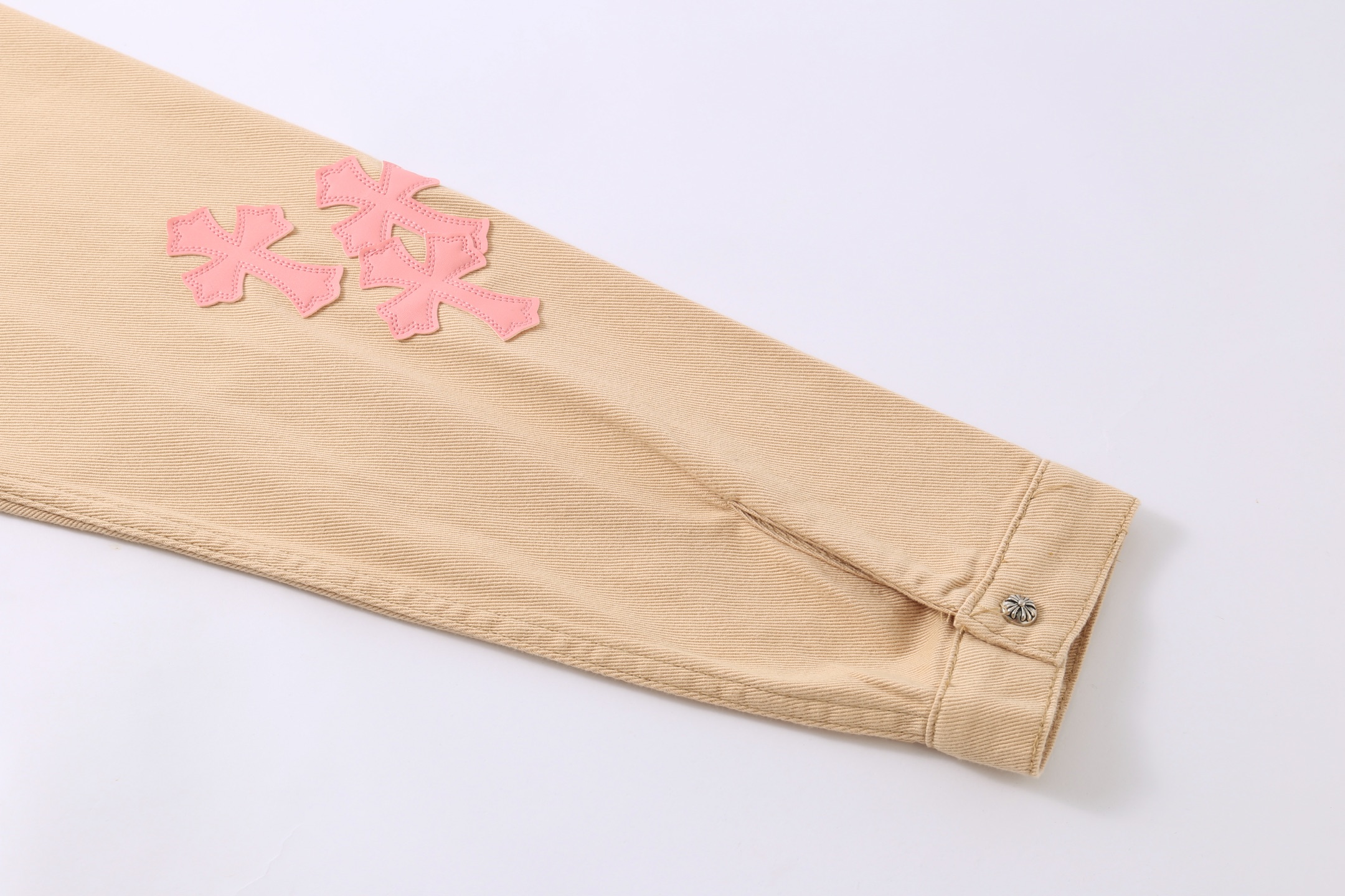 高版本Chrome Hearts克罗心 卡其色皮标十字牛仔外套