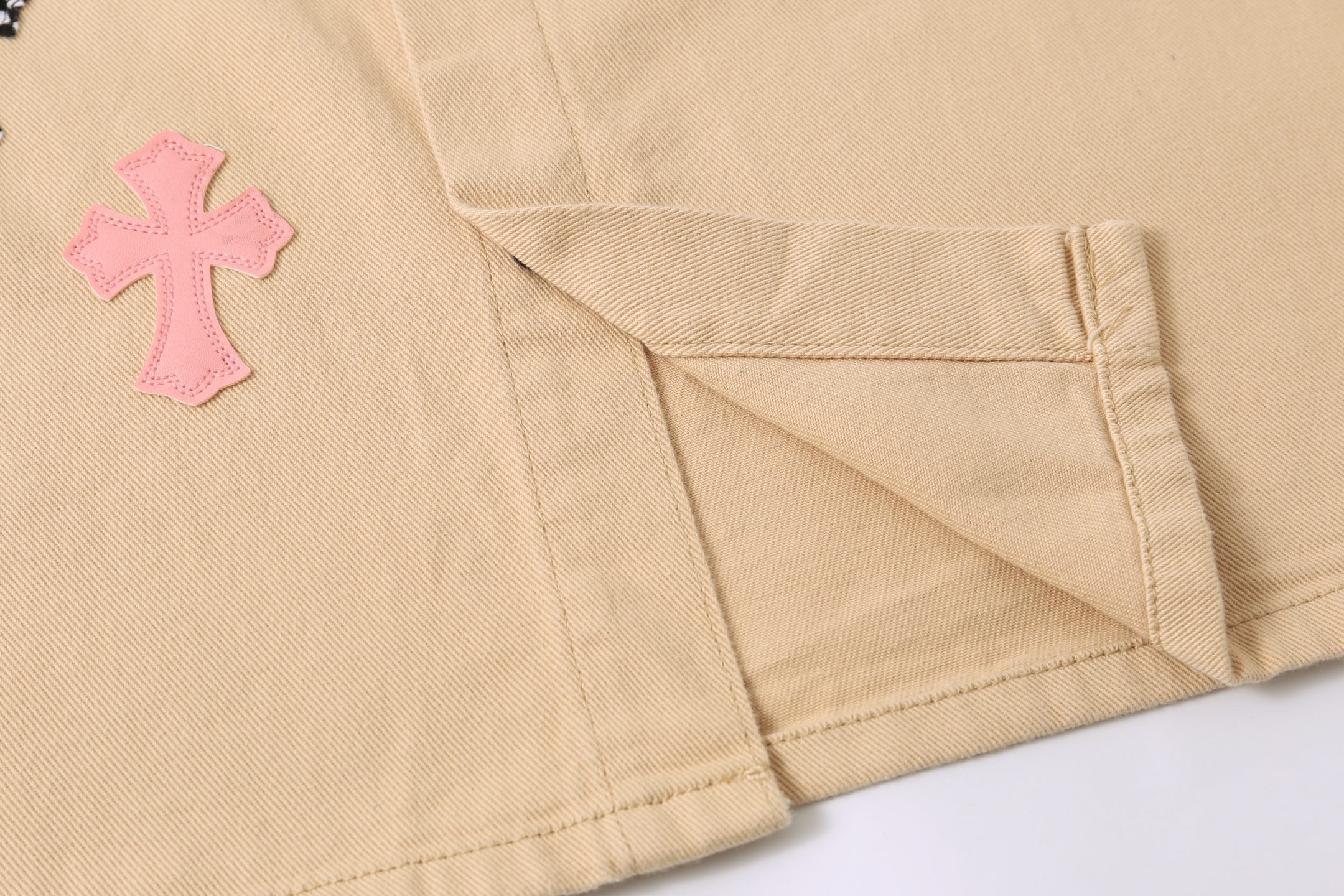 高版本Chrome Hearts克罗心 卡其色皮标十字牛仔外套