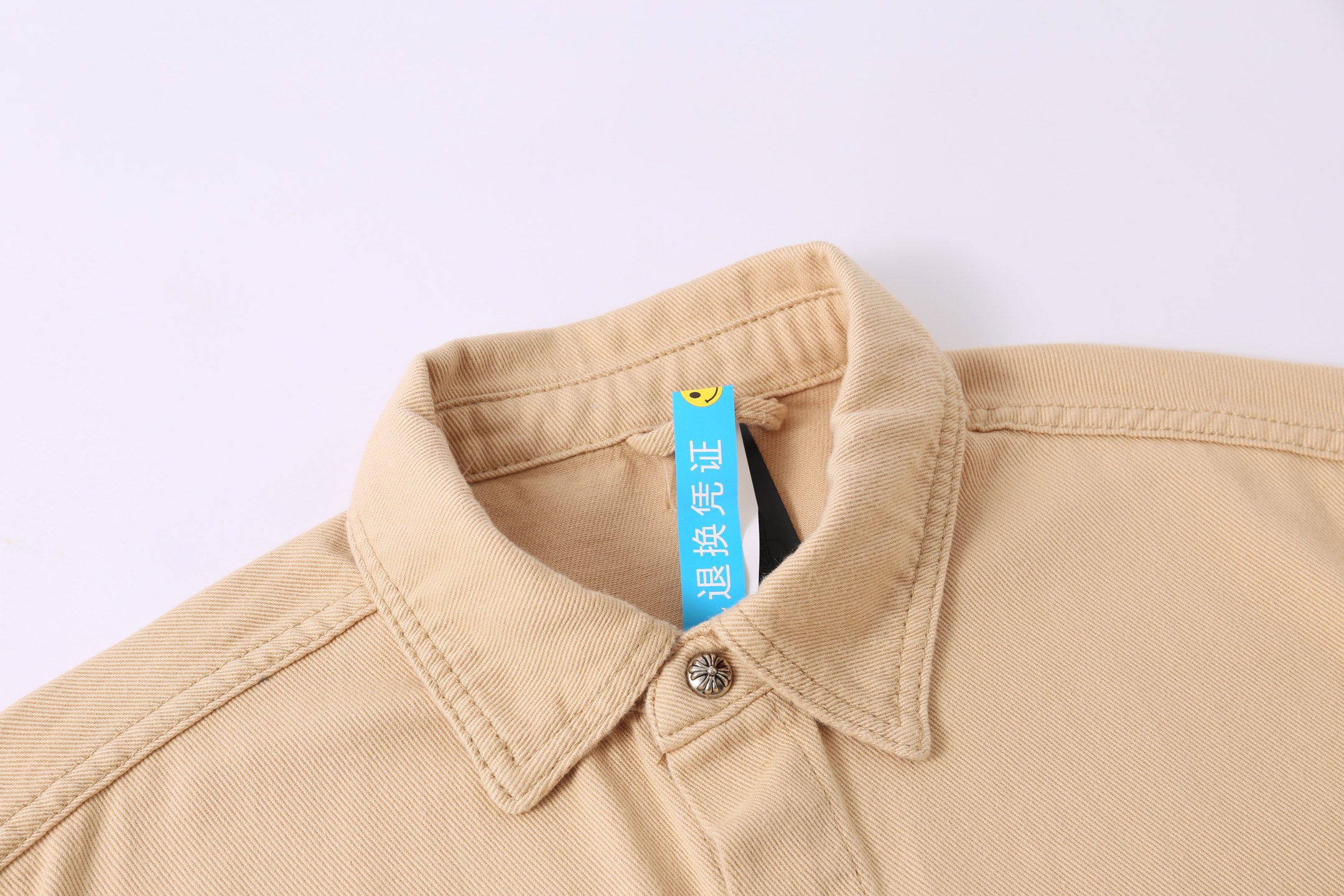 高版本Chrome Hearts克罗心 卡其色皮标十字牛仔外套