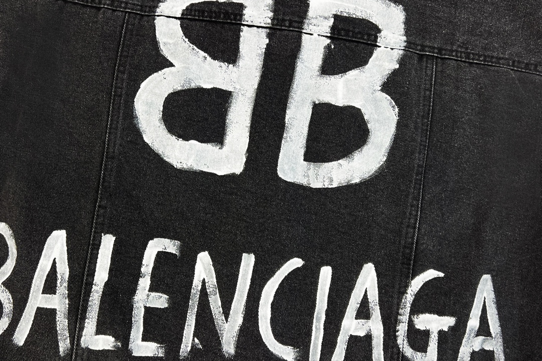 高版本BALENCIAGA/巴黎世家 双B涂鸦字母印花牛仔外套