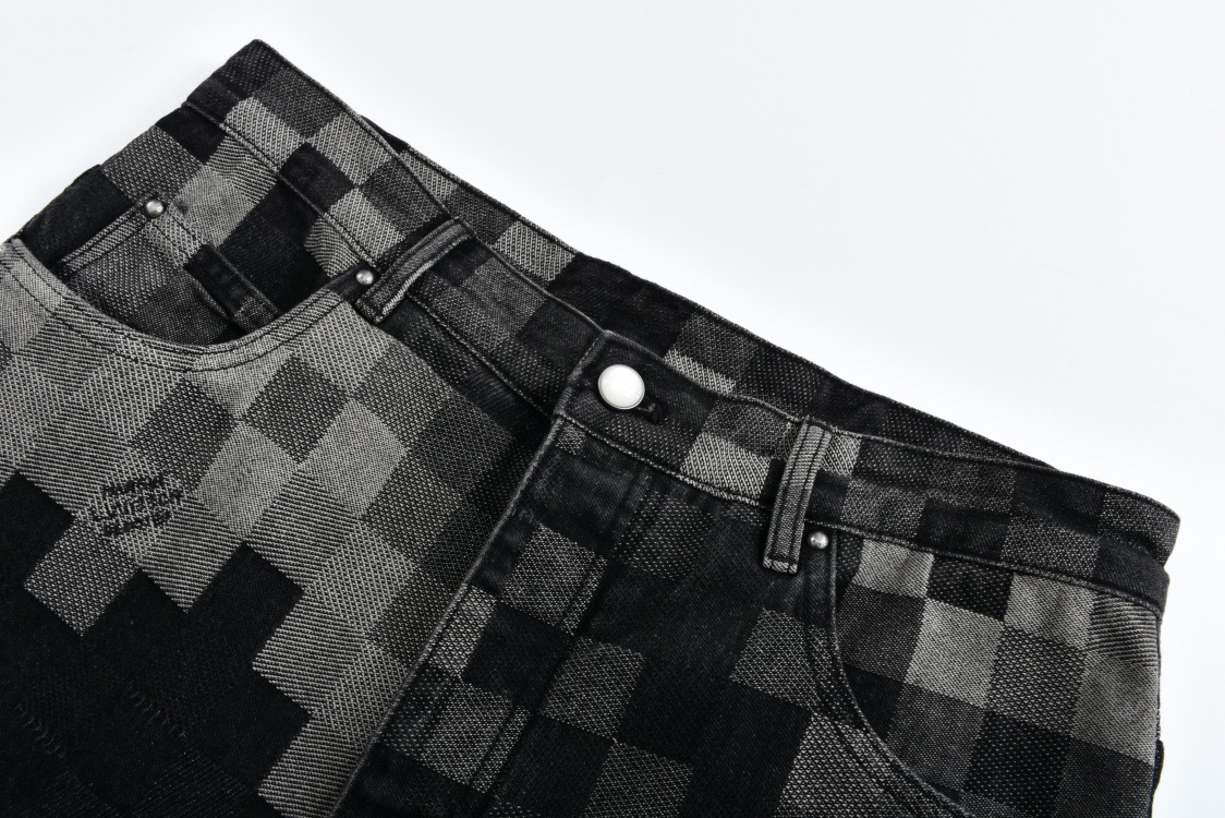 Louis Vuitton路易威登 马赛克棋盘格牛仔裤