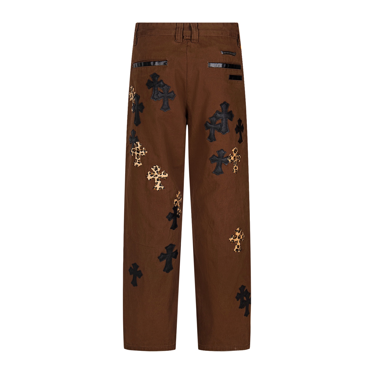 高版本Chrome Hearts克罗心 咖色豹纹拼皮十字牛仔裤-Chinese UA Cheap High Quatity Brand Clothes Bags handbags Sneakers wholesale wholesaler seller from China Factory suppliers Fashion Clothing Shoes best Quality Beautiful Price 高版本Chrome Hearts克罗心 咖色豹纹拼皮十字牛仔裤