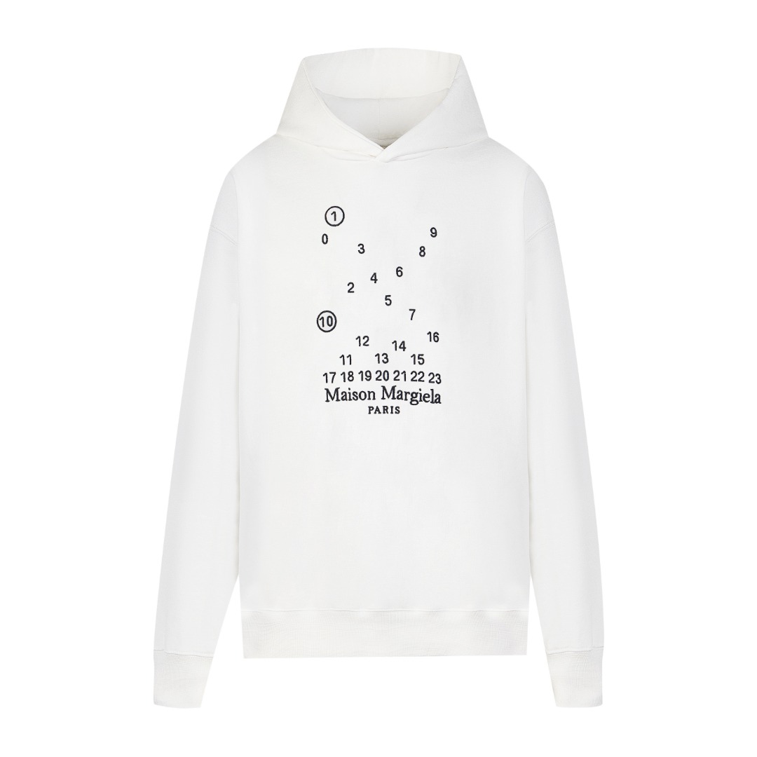 高版本MaisonMargiela/马吉拉 刺绣数字字母连帽卫衣