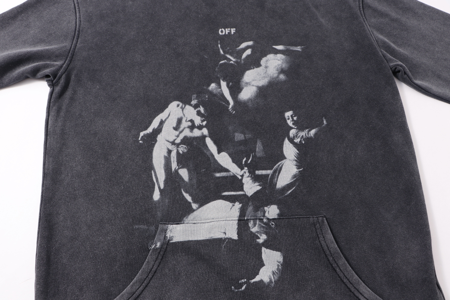 高版本OFF-WHITE 25ss宗教油画印花水洗做旧卫衣