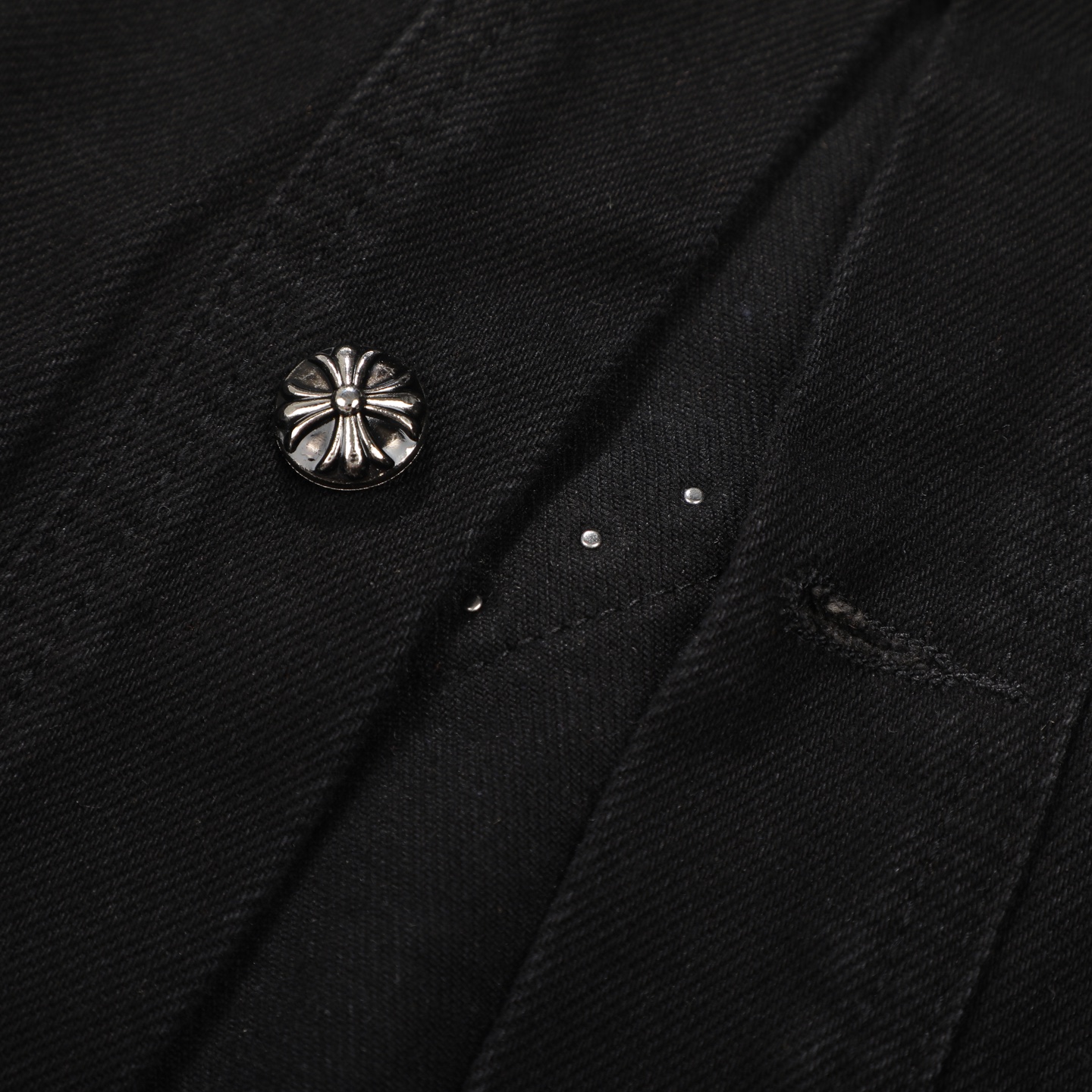 高版本Chrome Hearts克罗心 铆钉皮标十字牛仔外套