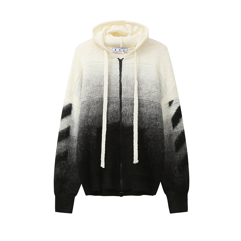 高版本OFF-WHITE 渐变箭头针织开衫毛衣外套