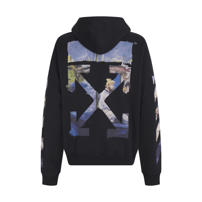 高版本OFF-WHITE C/O VIRGIL ABLOH 19ss莫奈油画箭头印花连帽卫衣