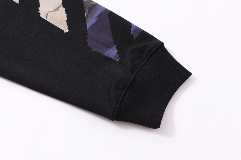 高版本OFF-WHITE C/O VIRGIL ABLOH 19ss莫奈油画箭头印花连帽卫衣