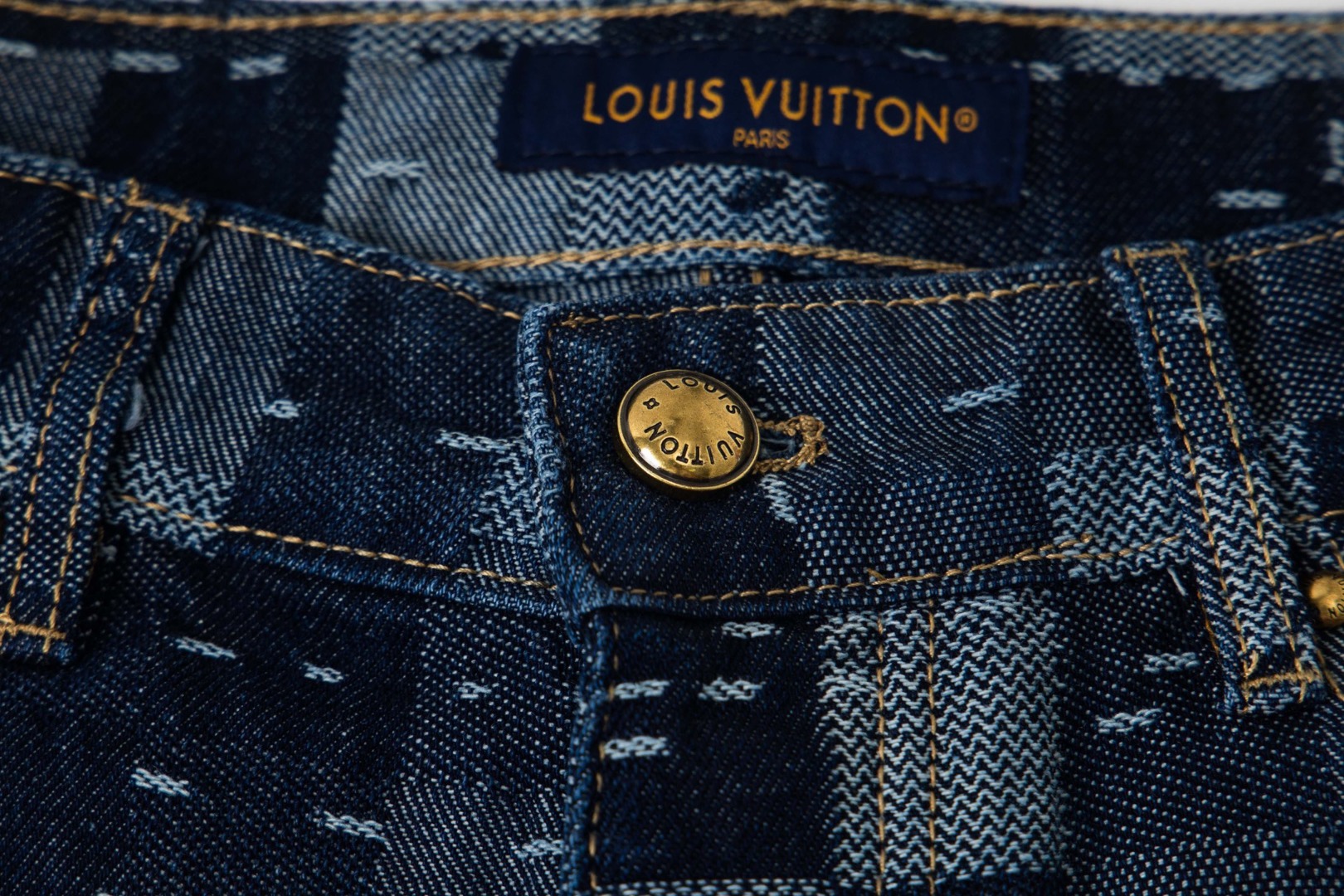 Louis Vuitton路易威登 25ss马赛克棋盘格牛仔裤