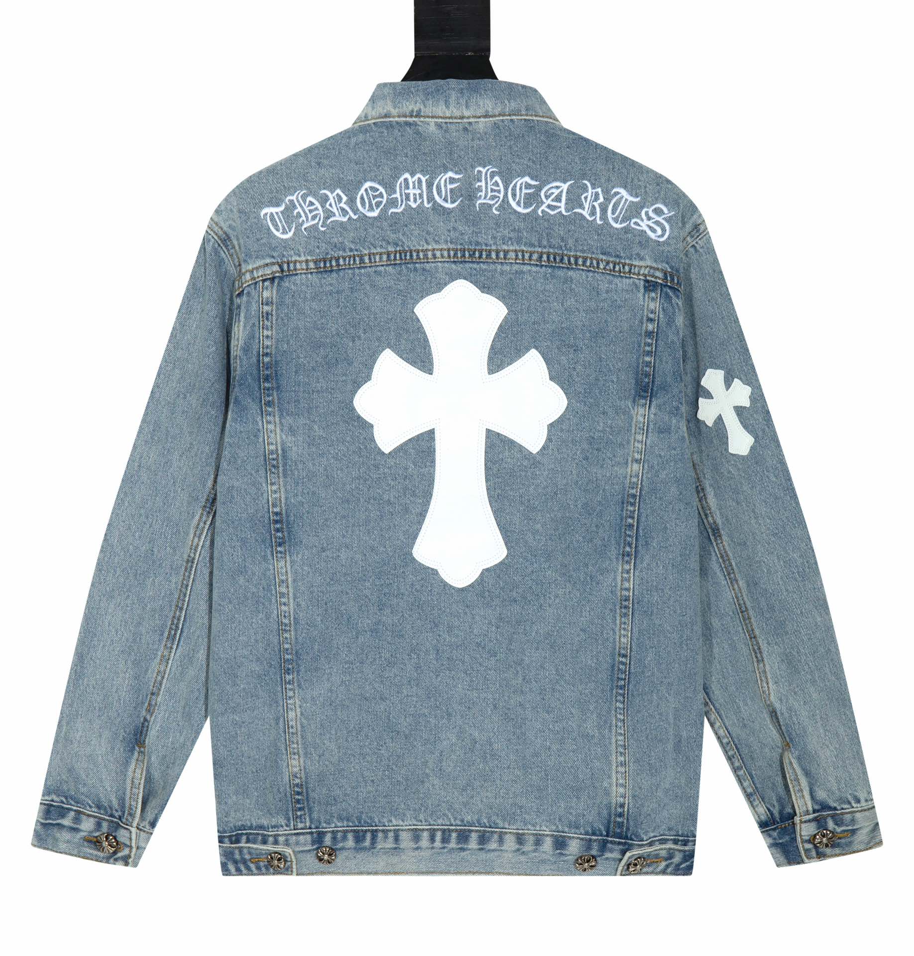 高版本Chrome Hearts克罗心 十字梵文刺绣水洗牛仔外套