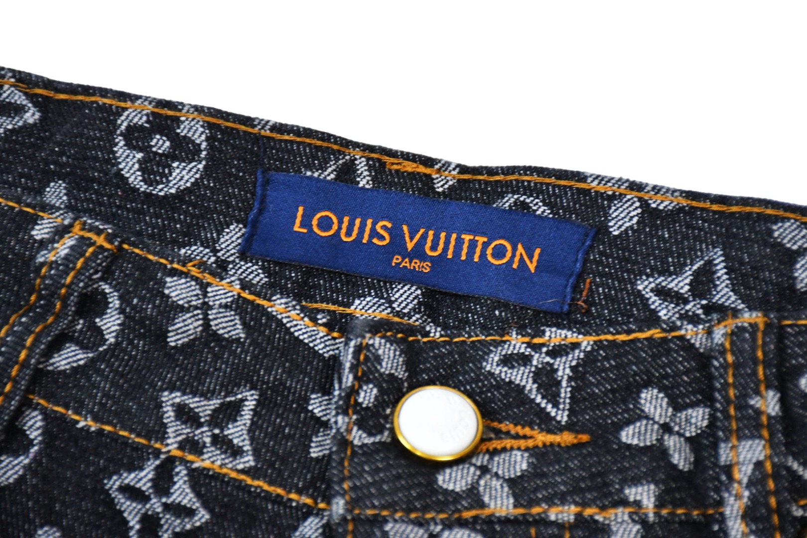 Louis Vuitton路易威登 经典提花满印牛仔裤