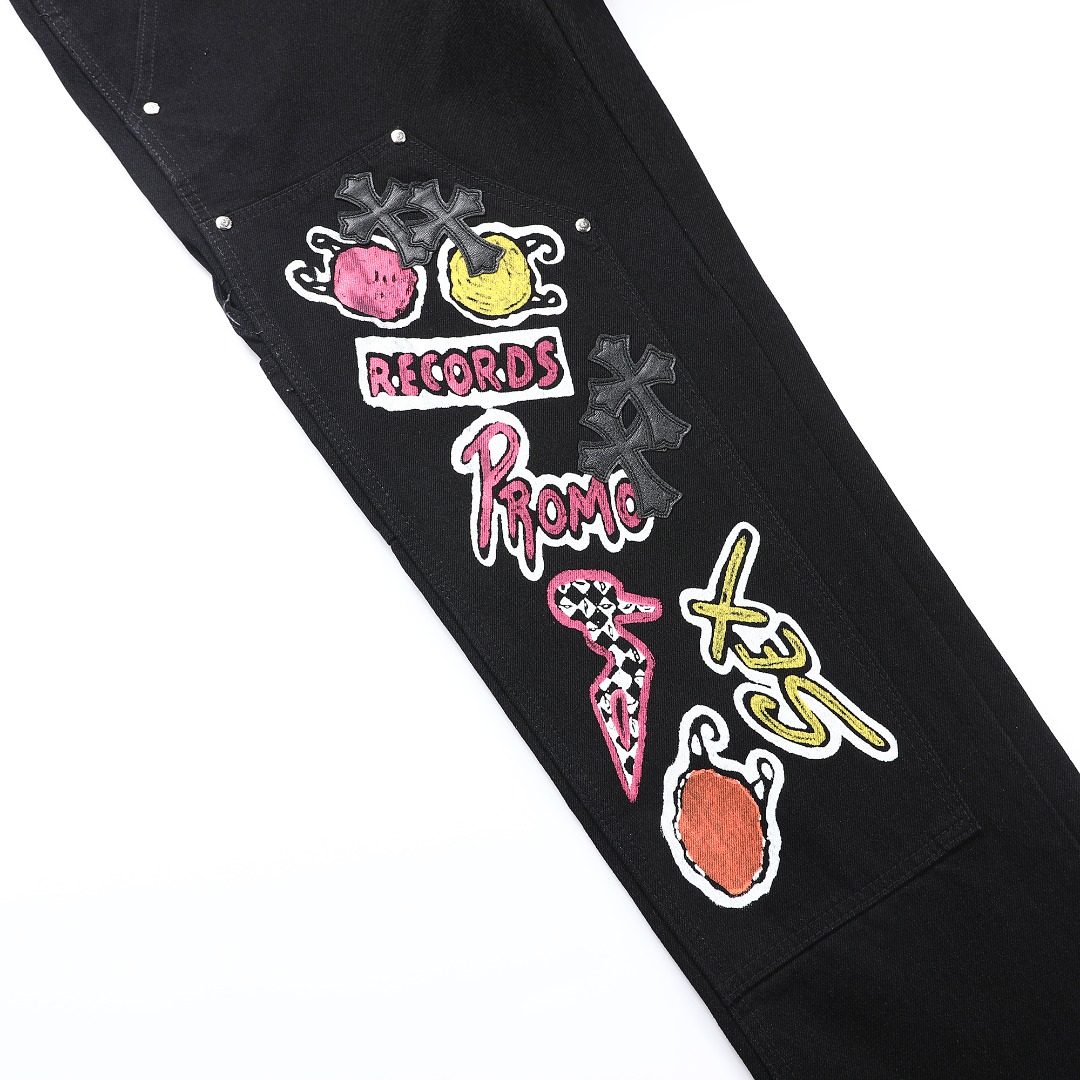 高版本Chrome hearts 克罗心 SexRecords系列涂鸦伐木裤牛仔裤