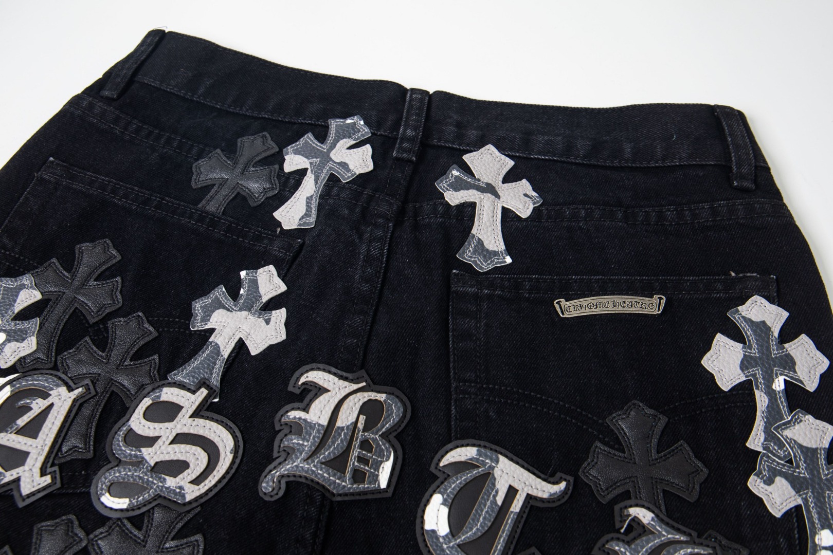 高版本Chrome hearts 克罗心 重叠多皮十字水洗做旧牛仔裤