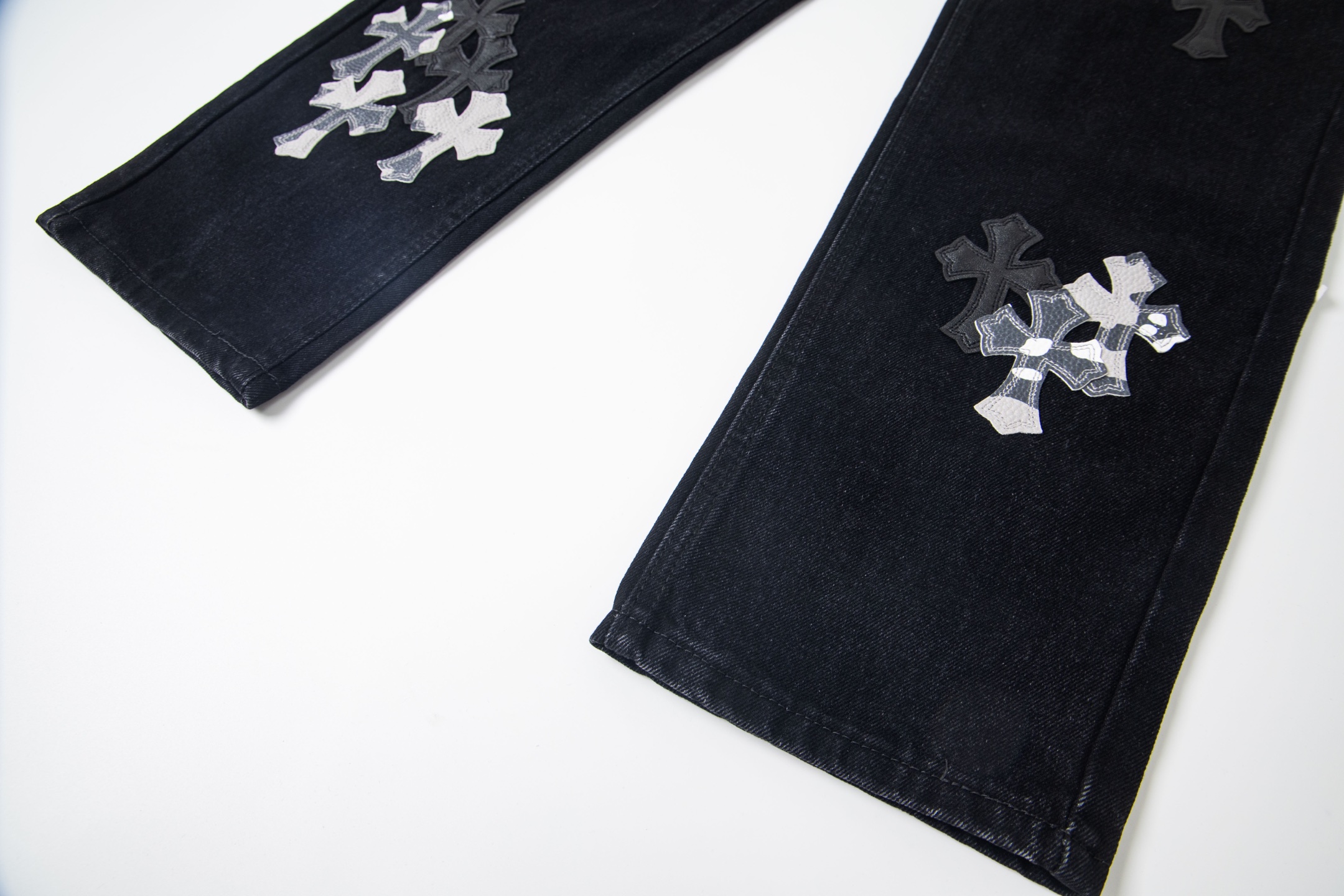 高版本Chrome hearts 克罗心 重叠多皮十字水洗做旧牛仔裤