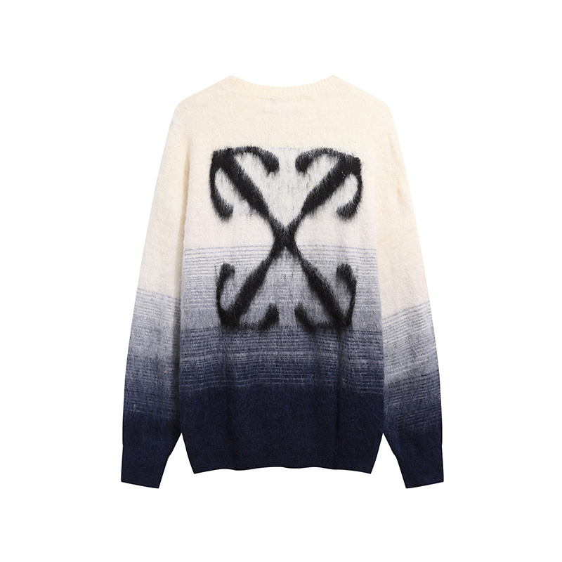 高版本OFF-WHITE 渐变箭头针织马海毛衣