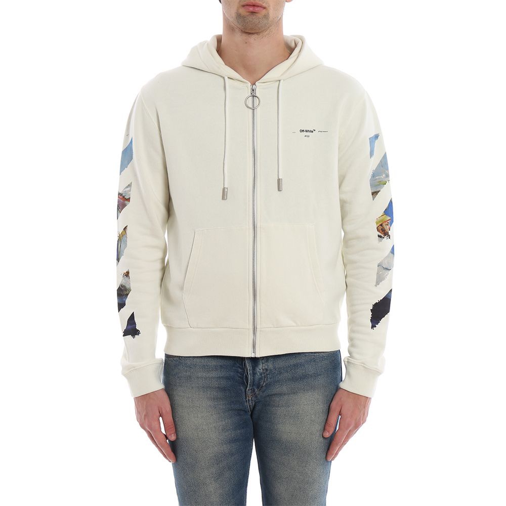 #OFF-WHITE 19ss莫奈油画箭头印花开衫外套 上身效果图#