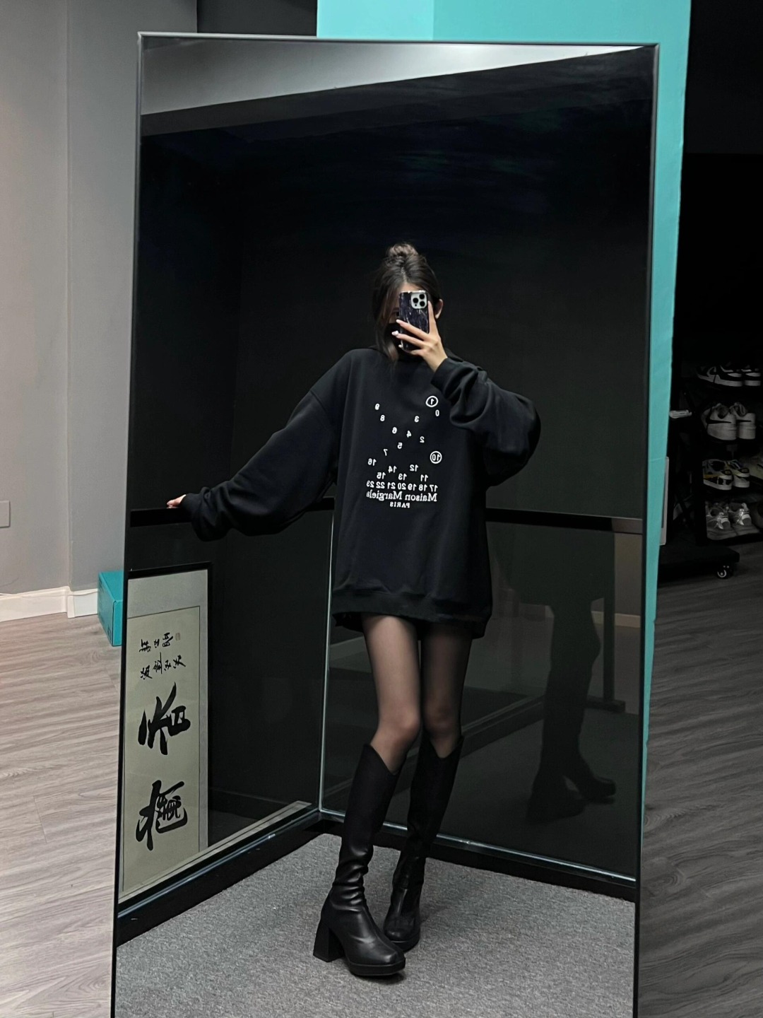 #MaisonMargiela/马吉拉 刺绣数字字母连帽卫衣 上身效果图#