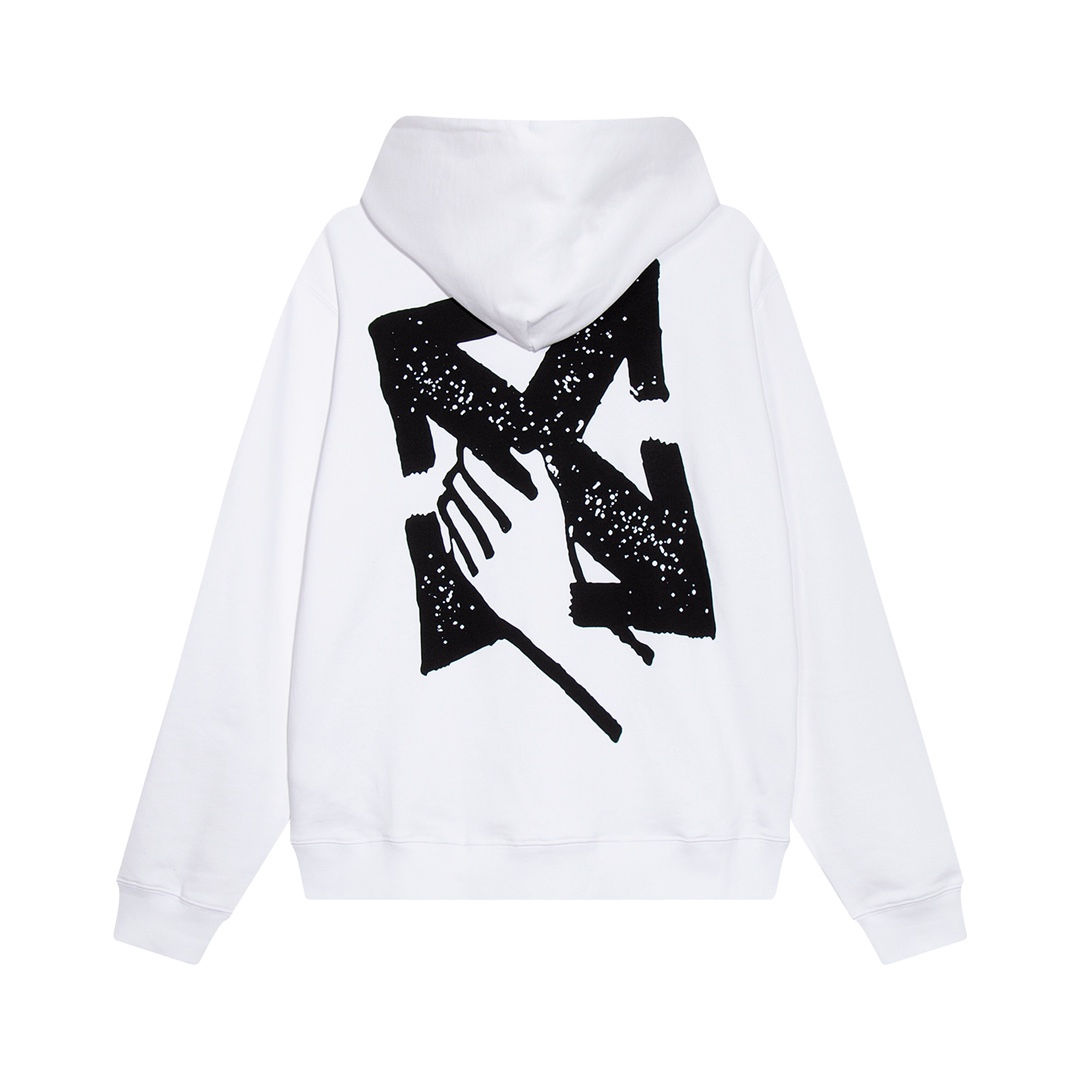 高版本OFF-WHITE 手掌箭头印花连帽卫衣
